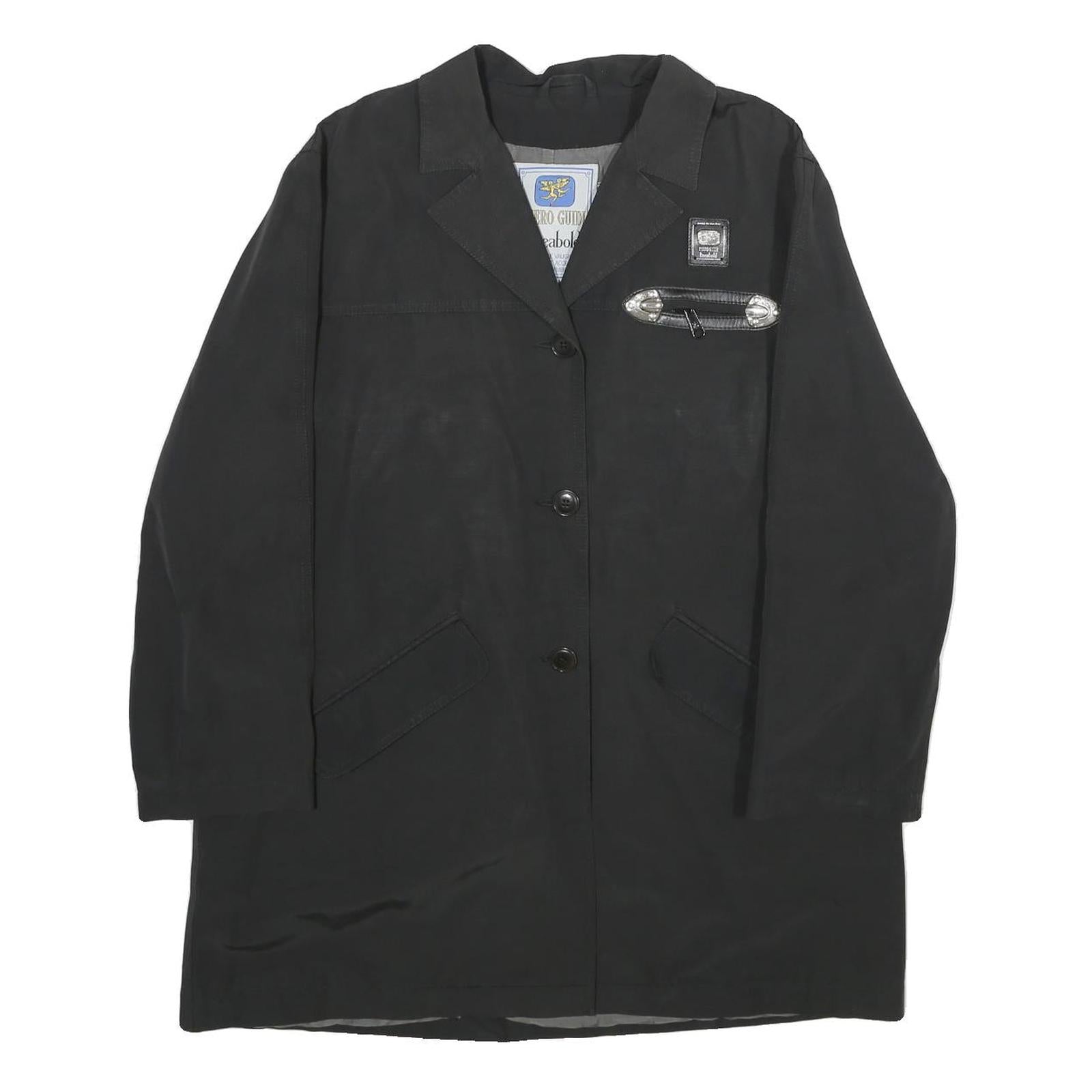 PIERO GUIDI Womens Black Cotton Blend Button Jacket M Plain Elegant Designer Refurbished - N/A refurbished available on Cerqular