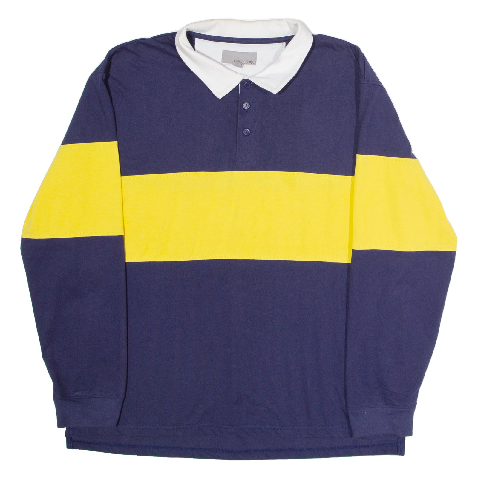 GREY THREADS Mens Polo Shirt Blue 90s Colourblock Long Sleeve L Refurbished - N/A refurbished available on Cerqular