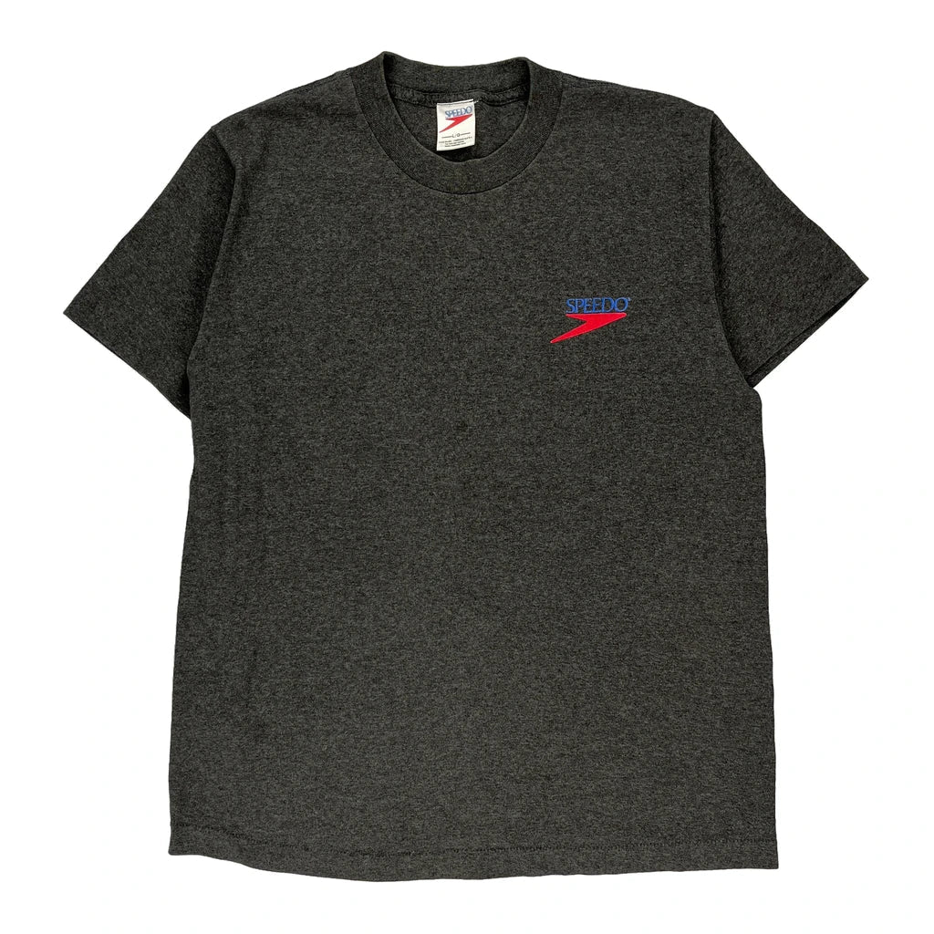 Speedo Single Stitch T-Shirt - Large Grey Cotton Refurbished - Thrifted (note: this is a term often used to describe second- refurbished available on Cerqular