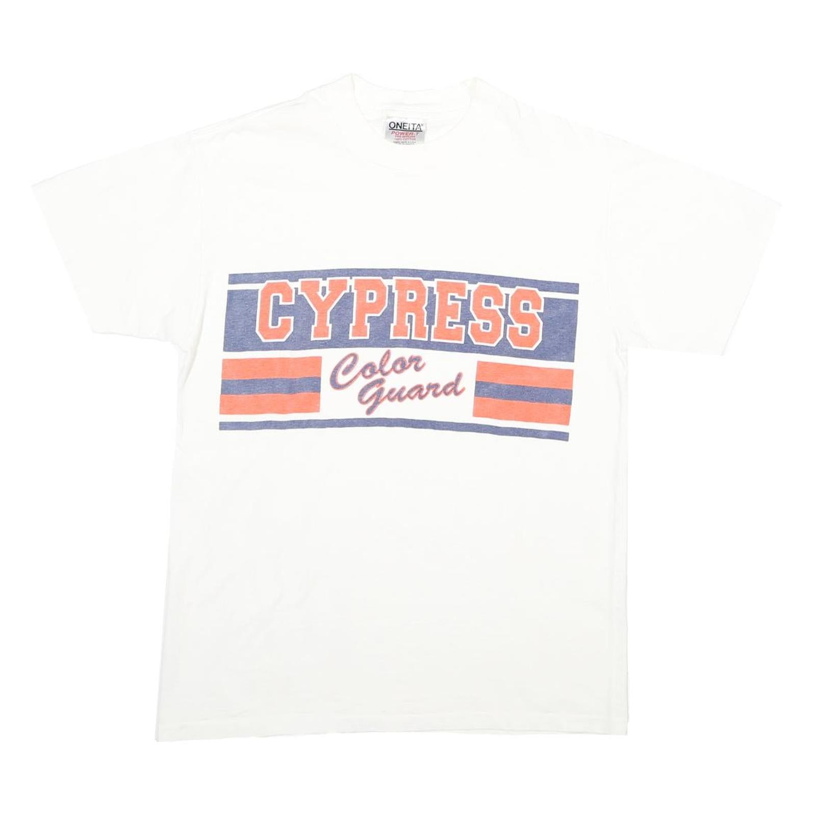 ONEITA Mens White Blue & Orange Cypress Color Guard Graphic T-Shirt M Short Refurbished - N/A refurbished available on Cerqular
