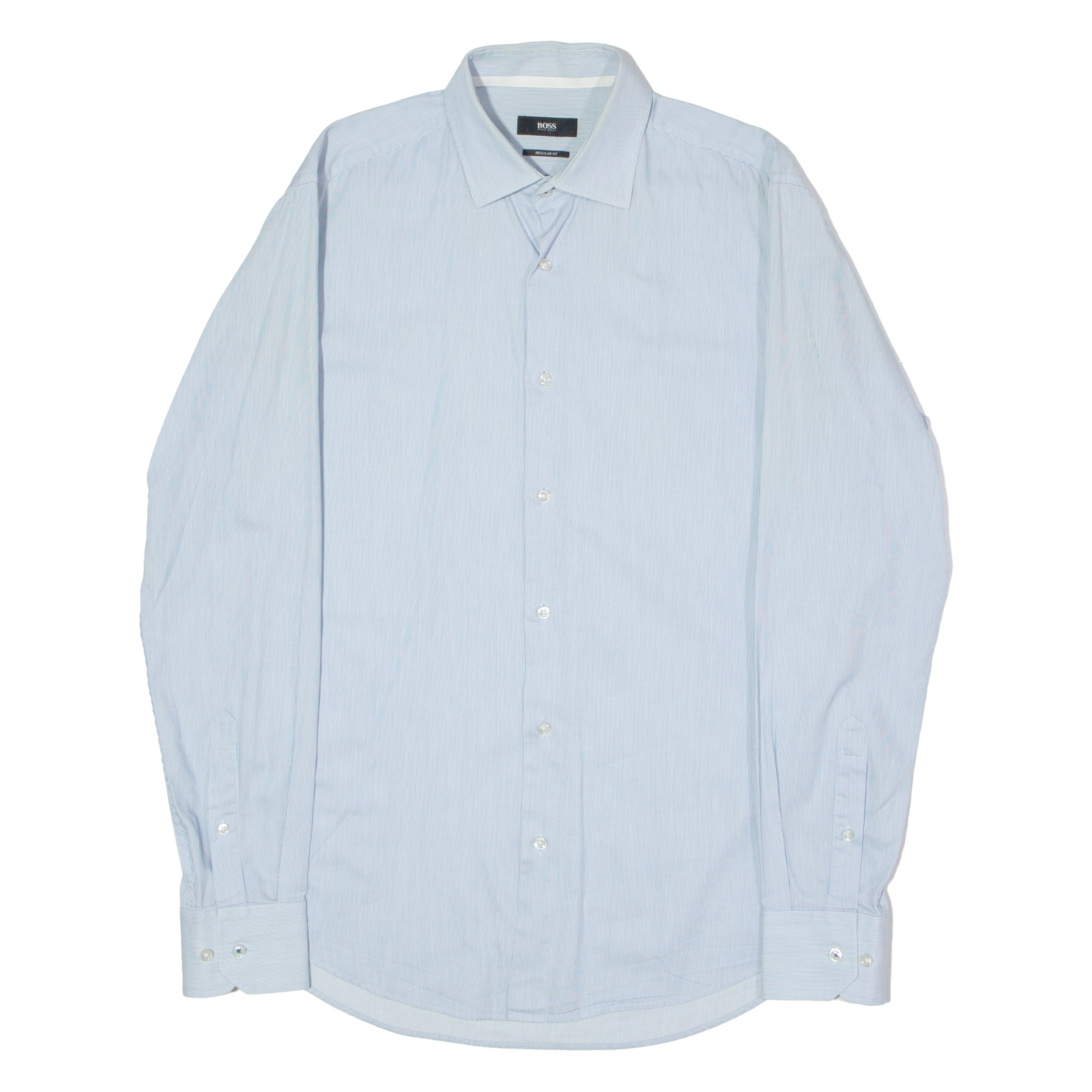 BOSS Gieson Mens Plain Shirt Blue Long Sleeve M Refurbished - N/A refurbished available on Cerqular