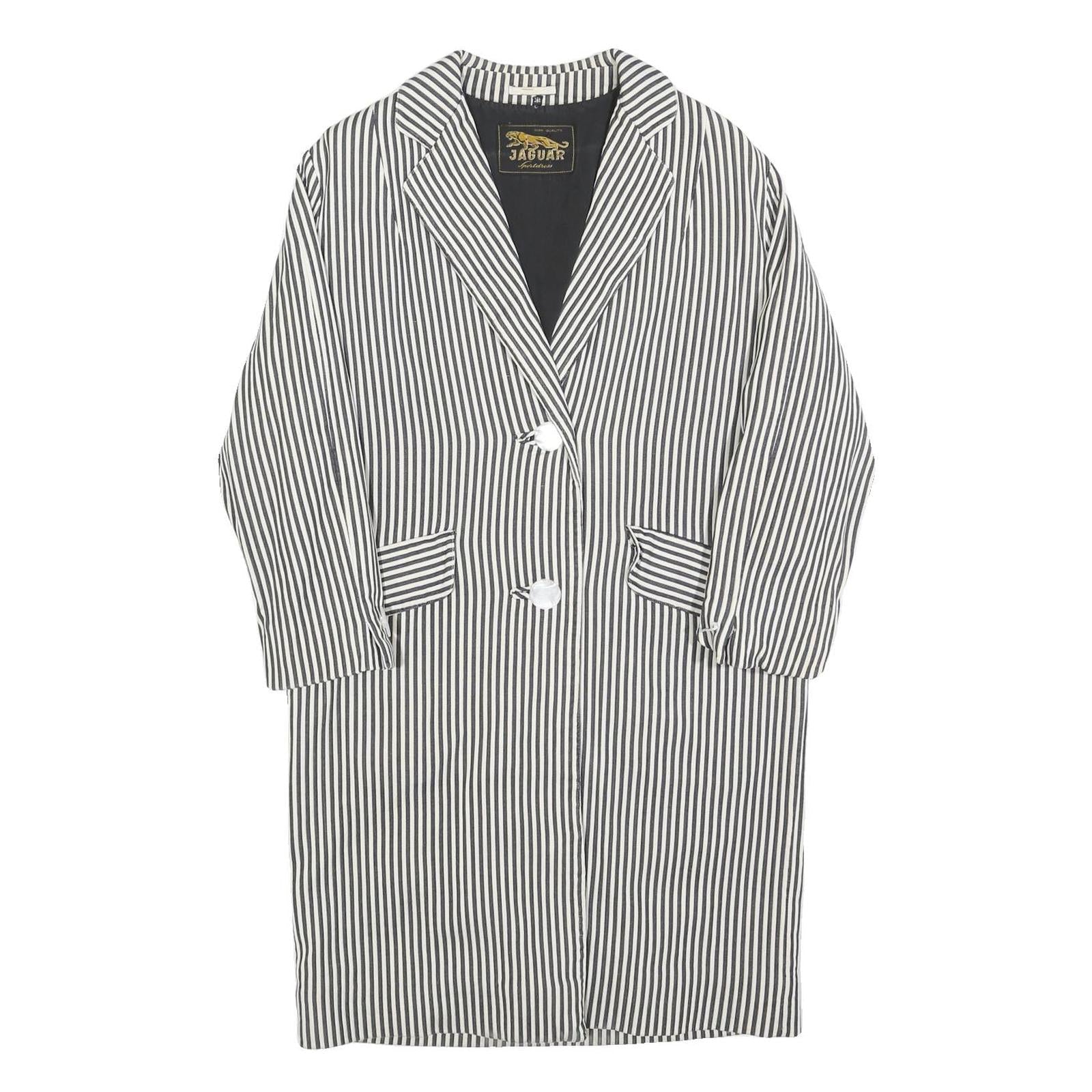 JAGUAR Womens Black & White Stripe Classic Jacket S Cotton Blend Button Closure Refurbished - N/A refurbished available on Cerqular