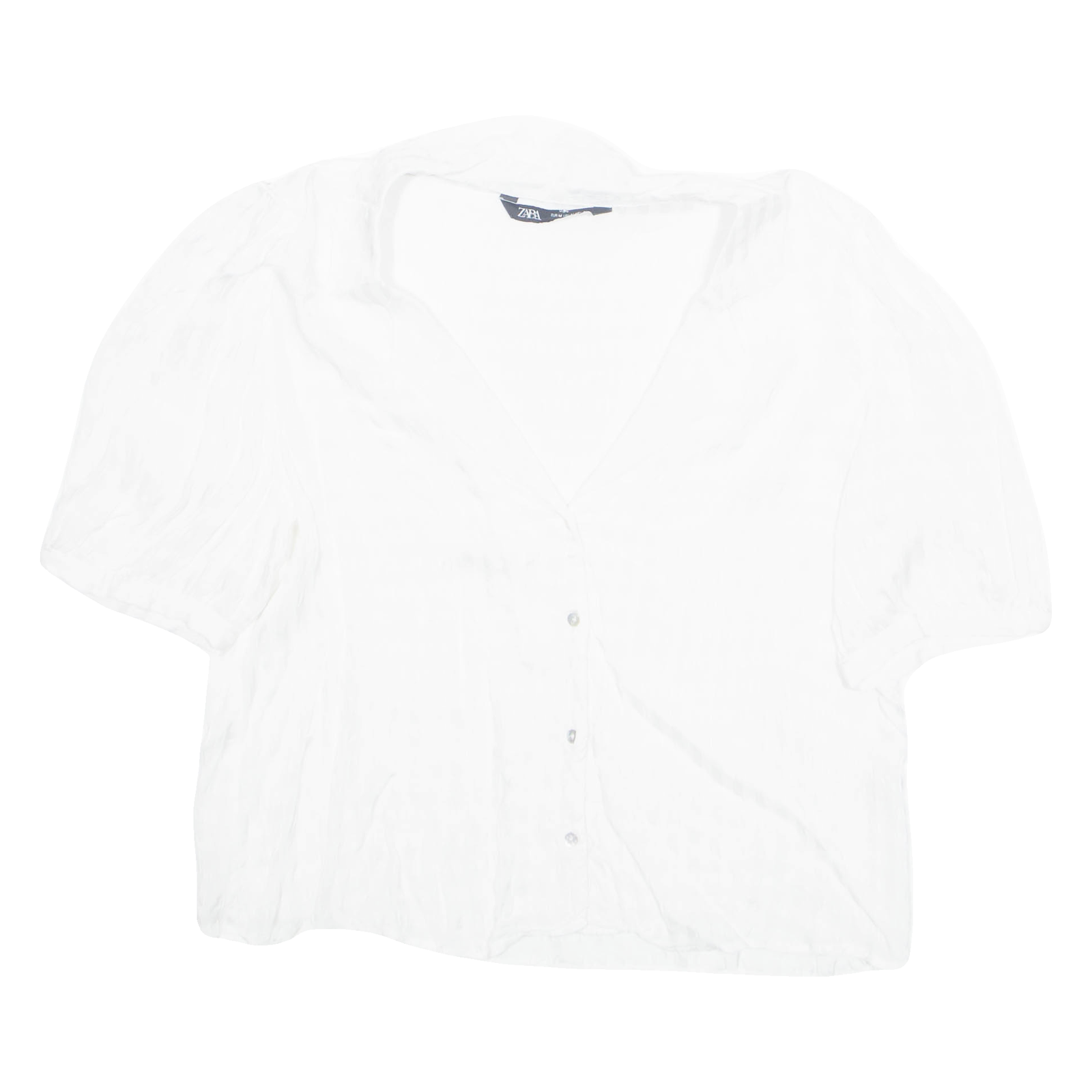 ZARA Sheer Womens Blouse White V-Neck M Refurbished - N/A refurbished available on Cerqular
