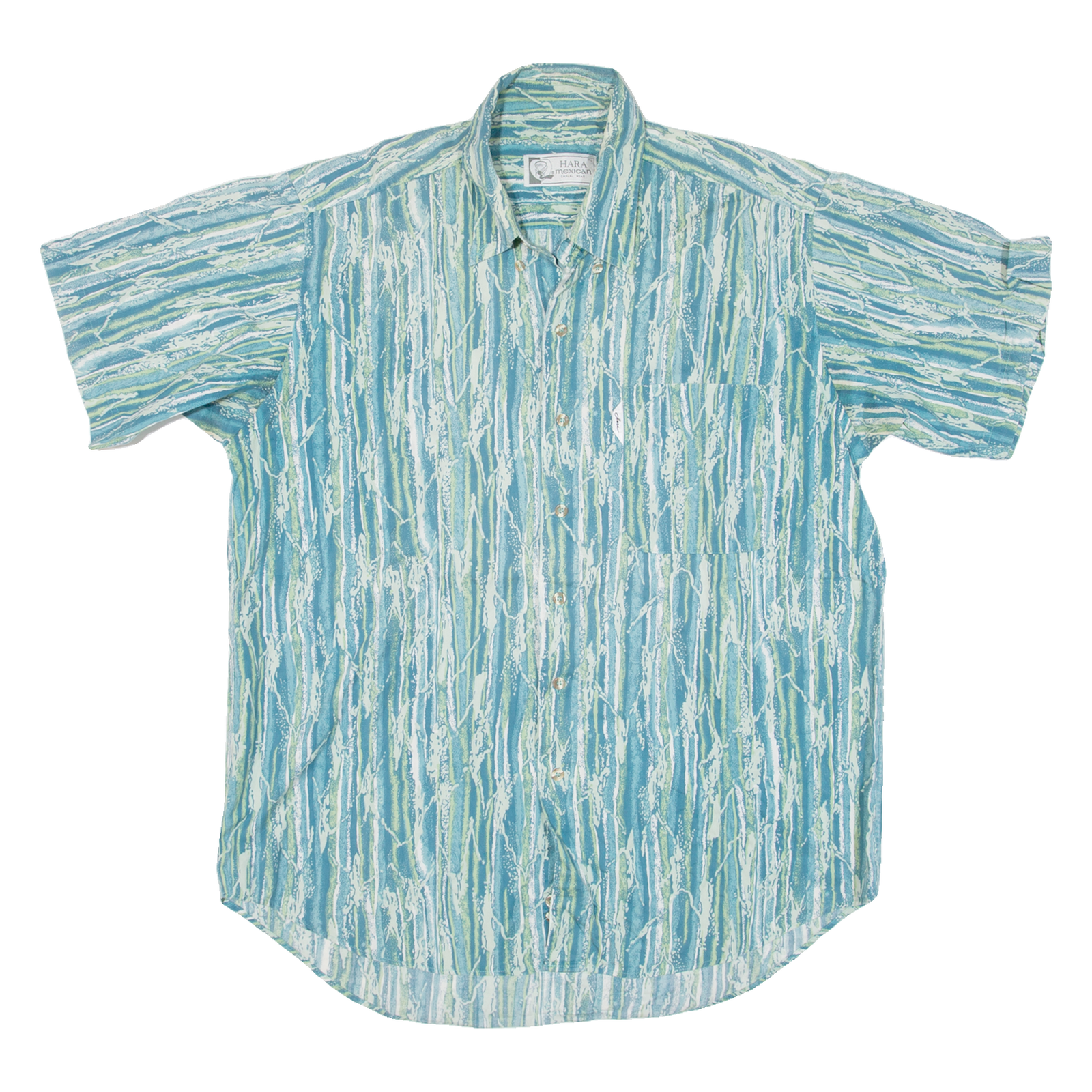 HARA MEXICAN Mens Shirt Green Striped XL Refurbished - N/A refurbished available on Cerqular