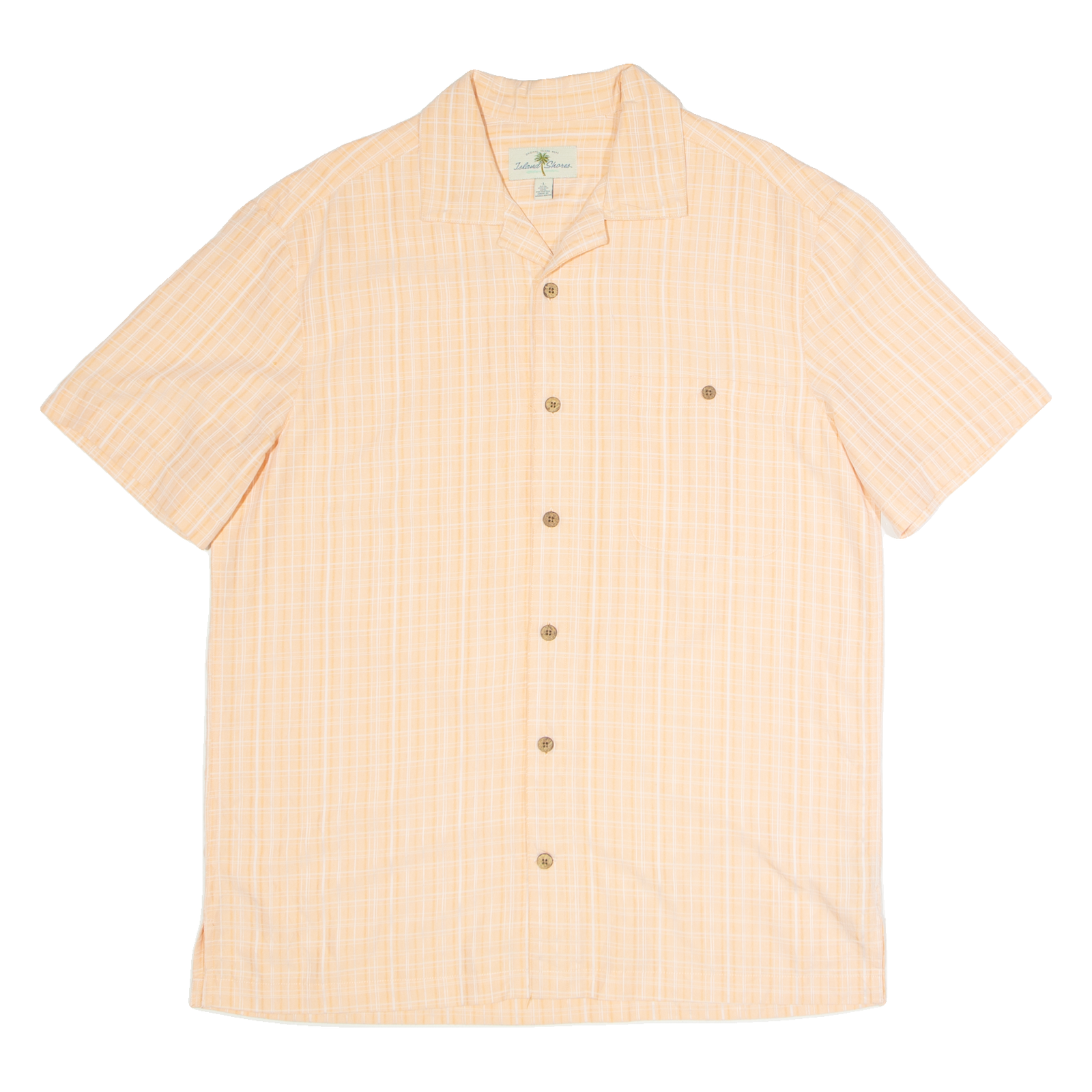 ISLAND SHORES Mens Shirt Orange Check L Refurbished - N/A refurbished available on Cerqular