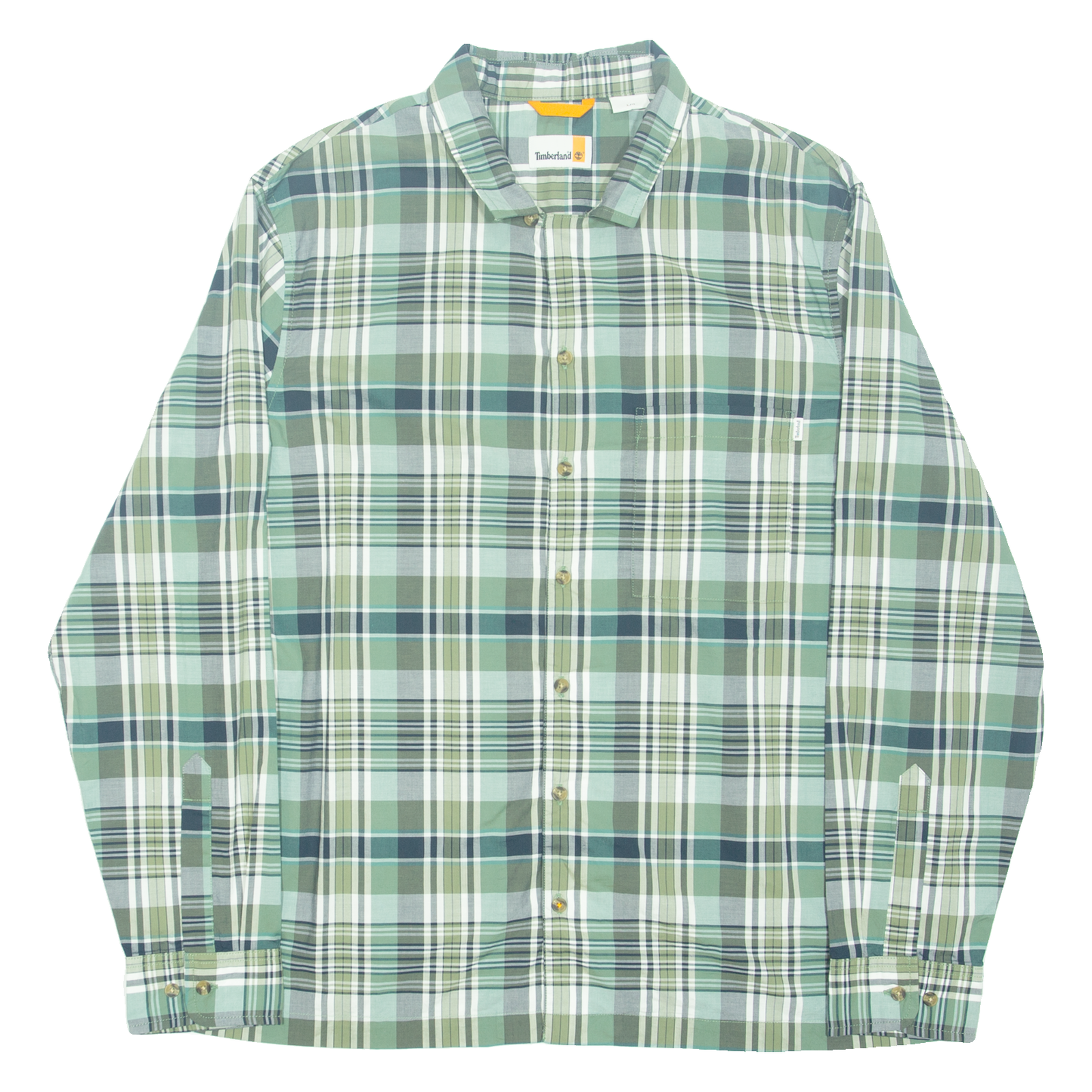 TIMBERLAND Mens Shirt Green Check Long Sleeve L Refurbished - N/A refurbished available on Cerqular