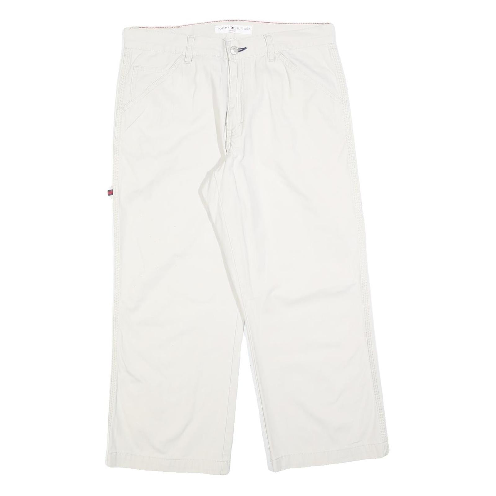 TOMMY HILFIGER Womens Cotton Blend White Relaxed Straight Trousers W32 L24 Refurbished - N/A refurbished available on Cerqular