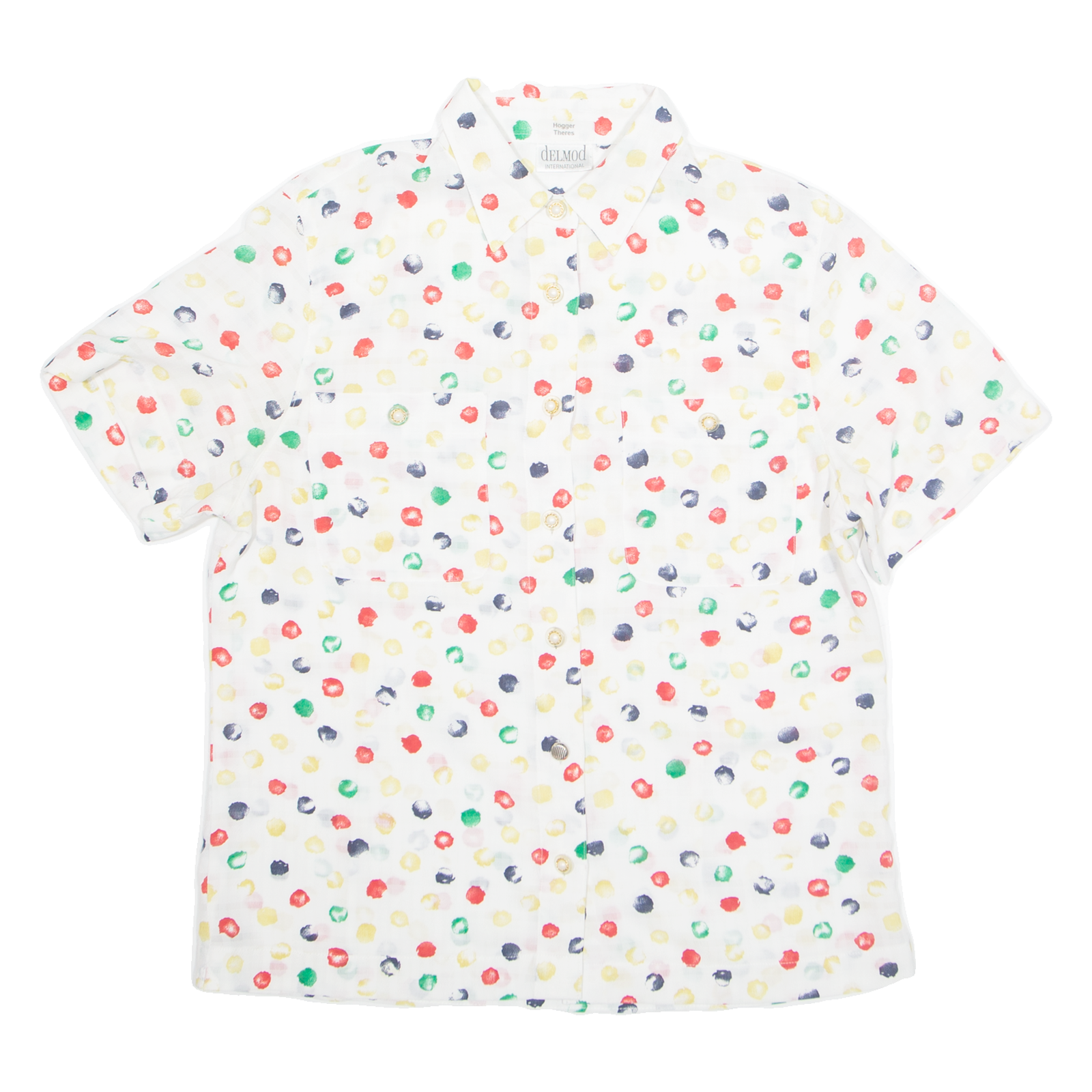 DELMOD Womens Printed Shirt White Collared Spotted M Refurbished - N/A refurbished available on Cerqular