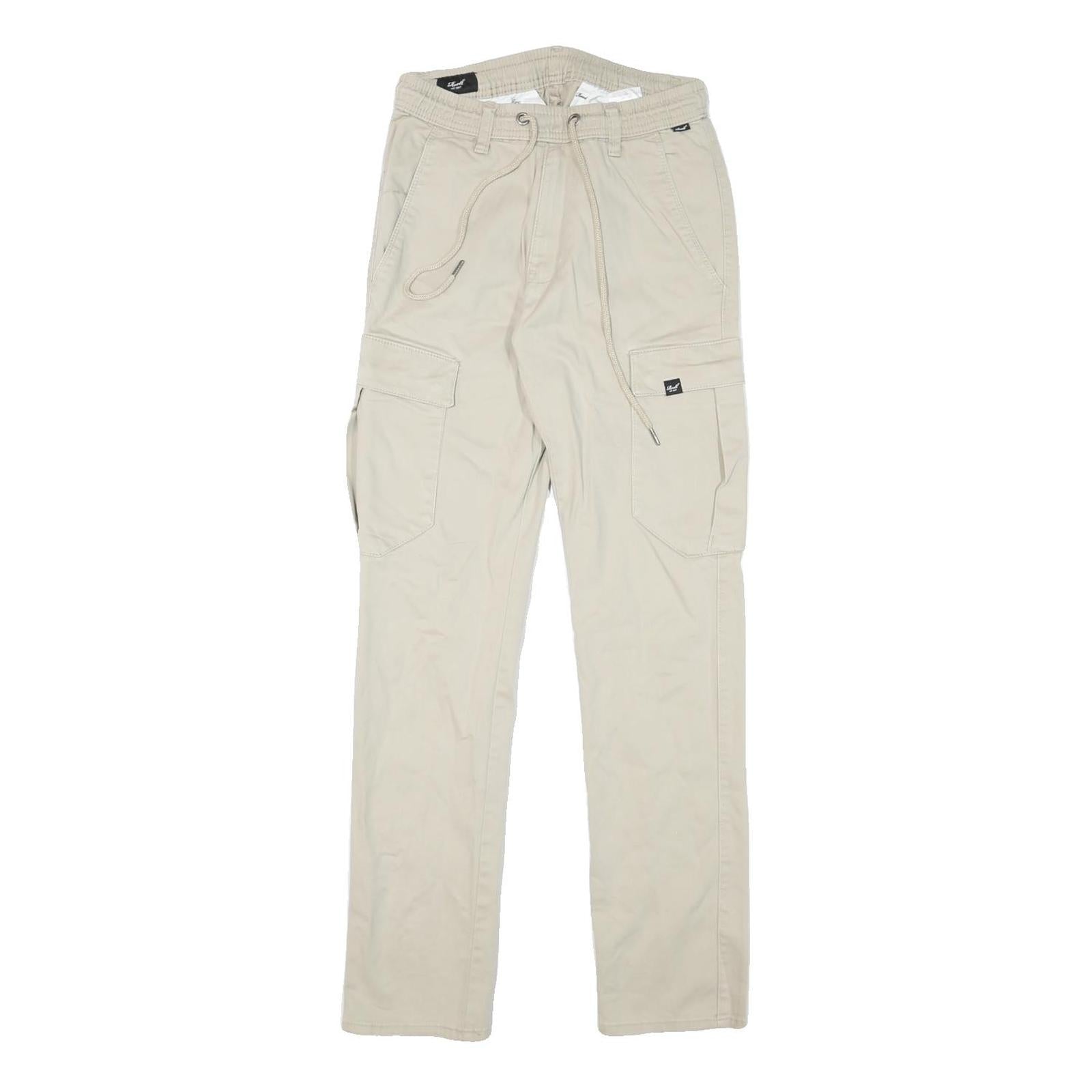 REELL Womens Beige Cotton Blend Regular Cargo Trousers W26 L30 Drawstring Waist Refurbished - N/A refurbished available on Cerqular