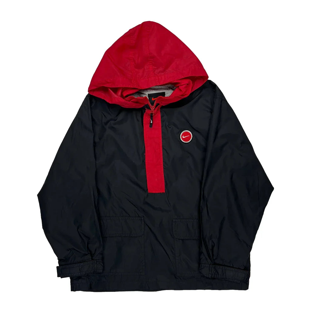 Age 11-12 Nike Windbreaker - Medium Black Polyester Refurbished - Thrifted (note: this is a term often used to describe second- refurbished available on Cerqular
