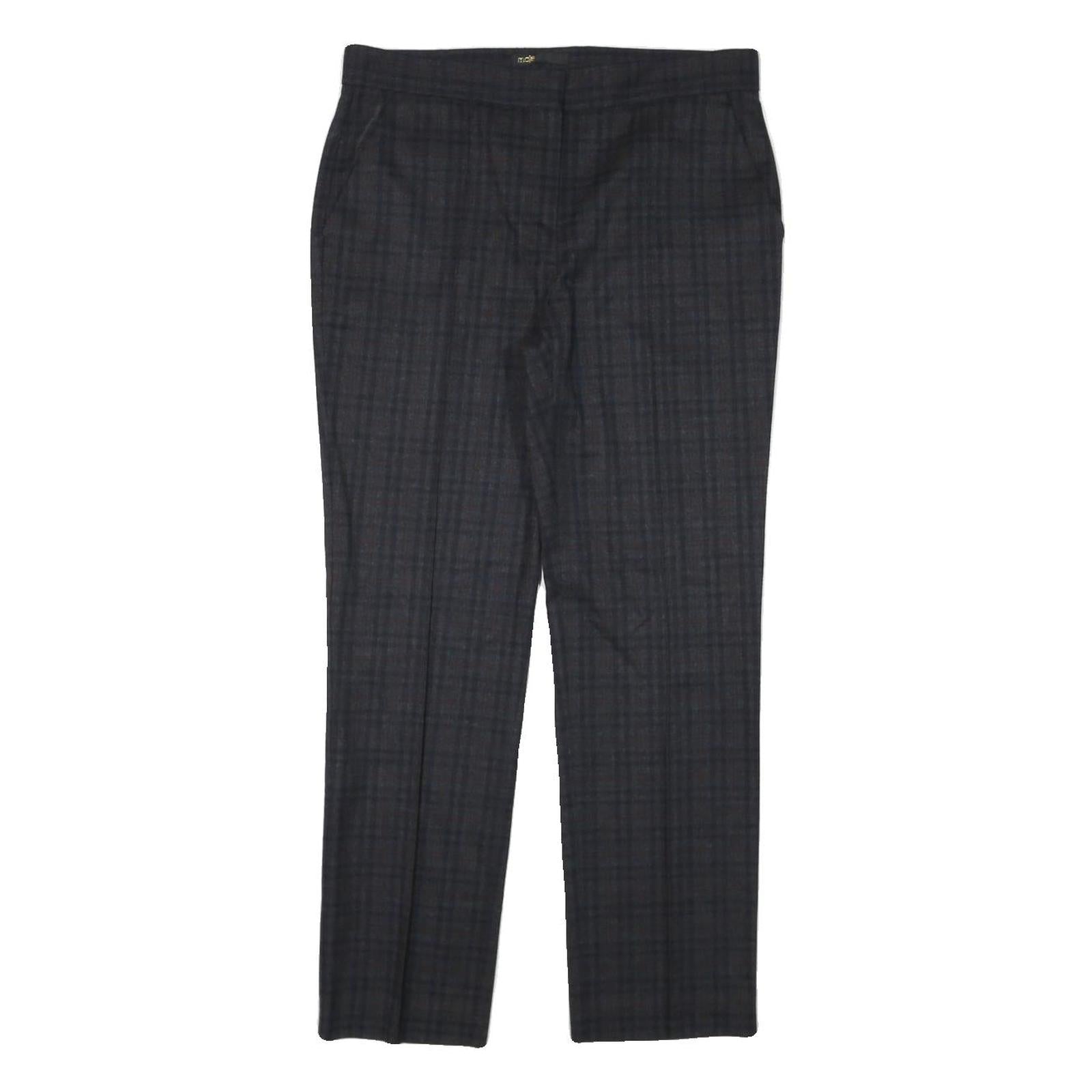 MAJE Womens Polyester Blend Black & Dark Grey Check Slim Straight Trousers W30 Refurbished - N/A refurbished available on Cerqular