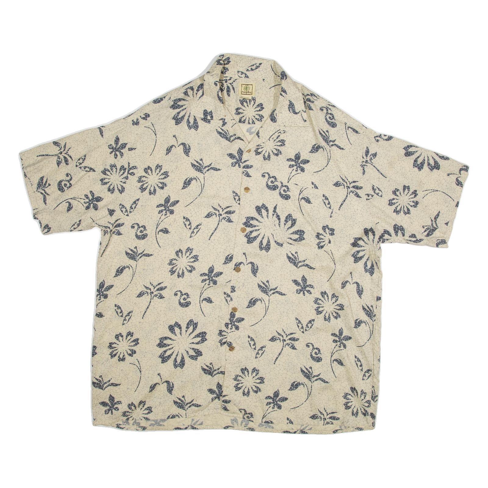 MORRO BAY Mens Hawaiian Shirt Cream Viscose Floral XL Refurbished - N/A refurbished available on Cerqular