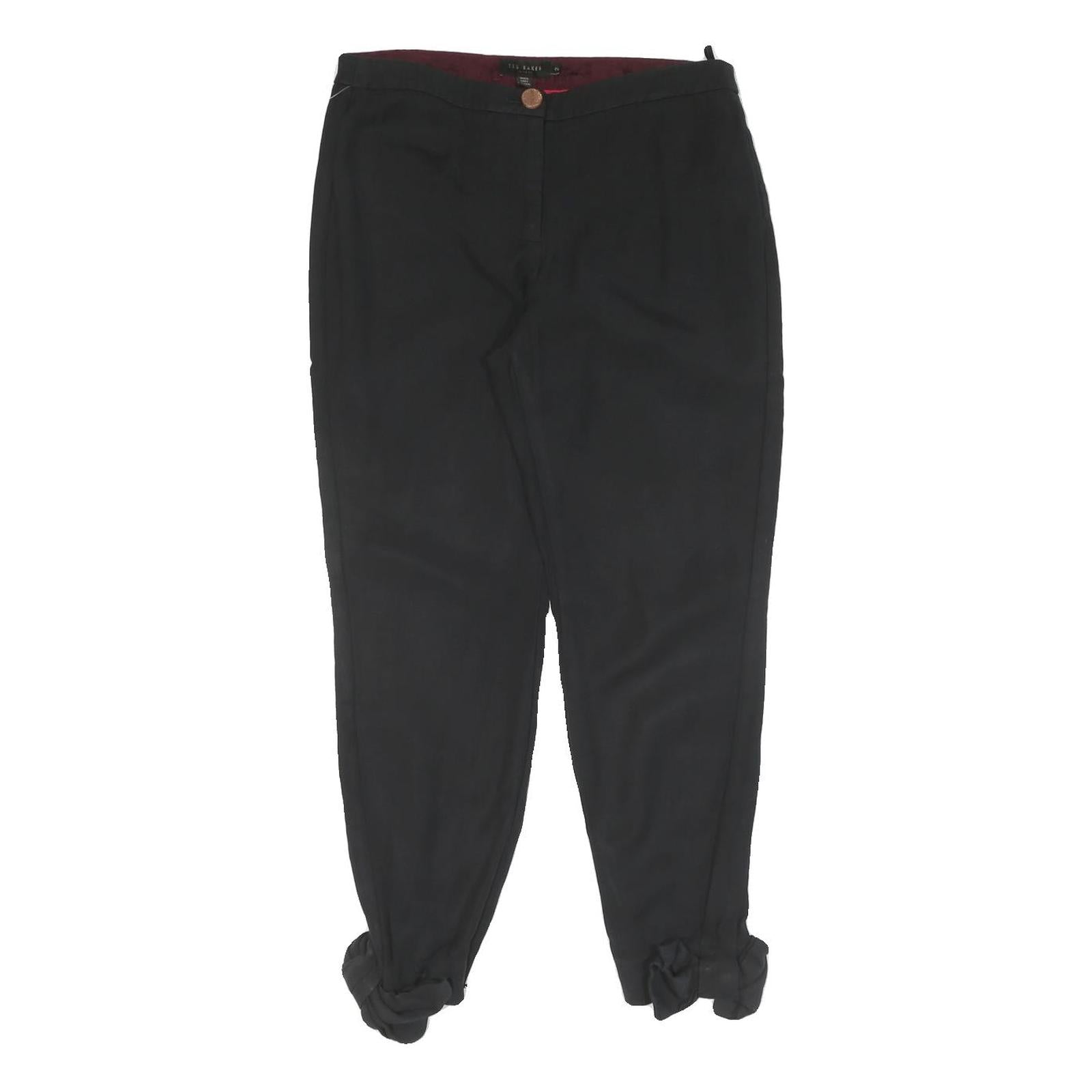 TED BAKER Womens Cotton Black Slim Straight Trousers W30 L26 Bow Detail Refurbished - N/A refurbished available on Cerqular