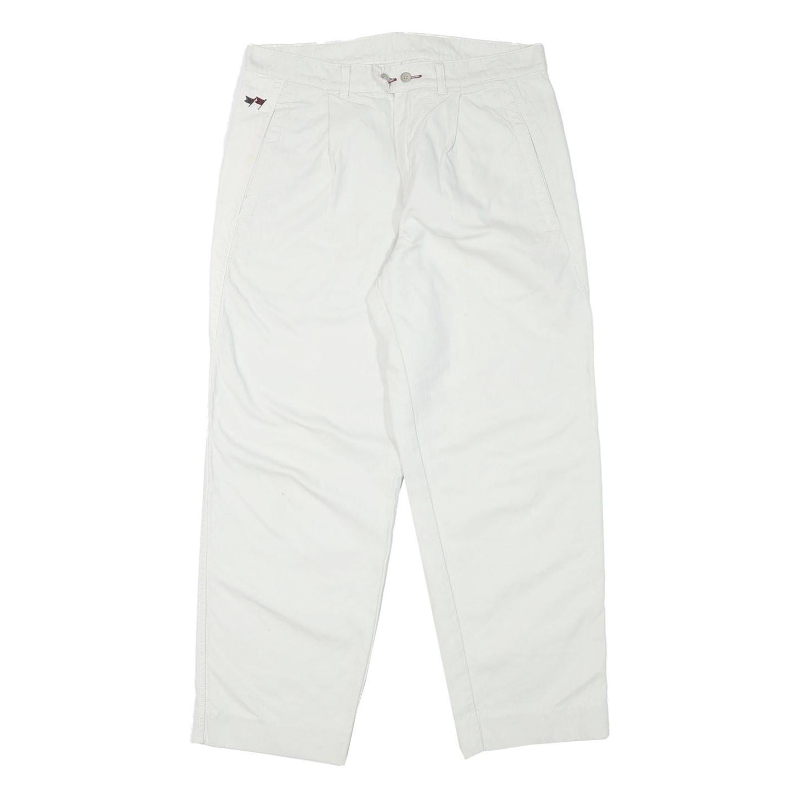 WEPPOS Mens White Relaxed Trousers W32 L28 Cotton Blend Zip Casual Refurbished - N/A refurbished available on Cerqular