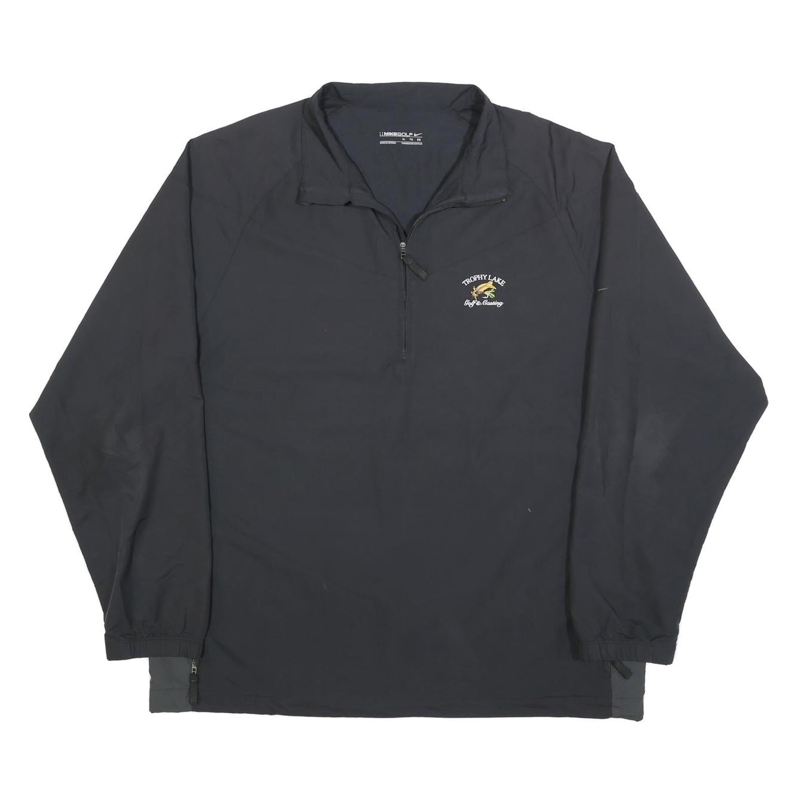 NIKE Mens Black Golf Jacket XL Polyester Plain Zip Lightweight Sportswear Refurbished - N/A refurbished available on Cerqular