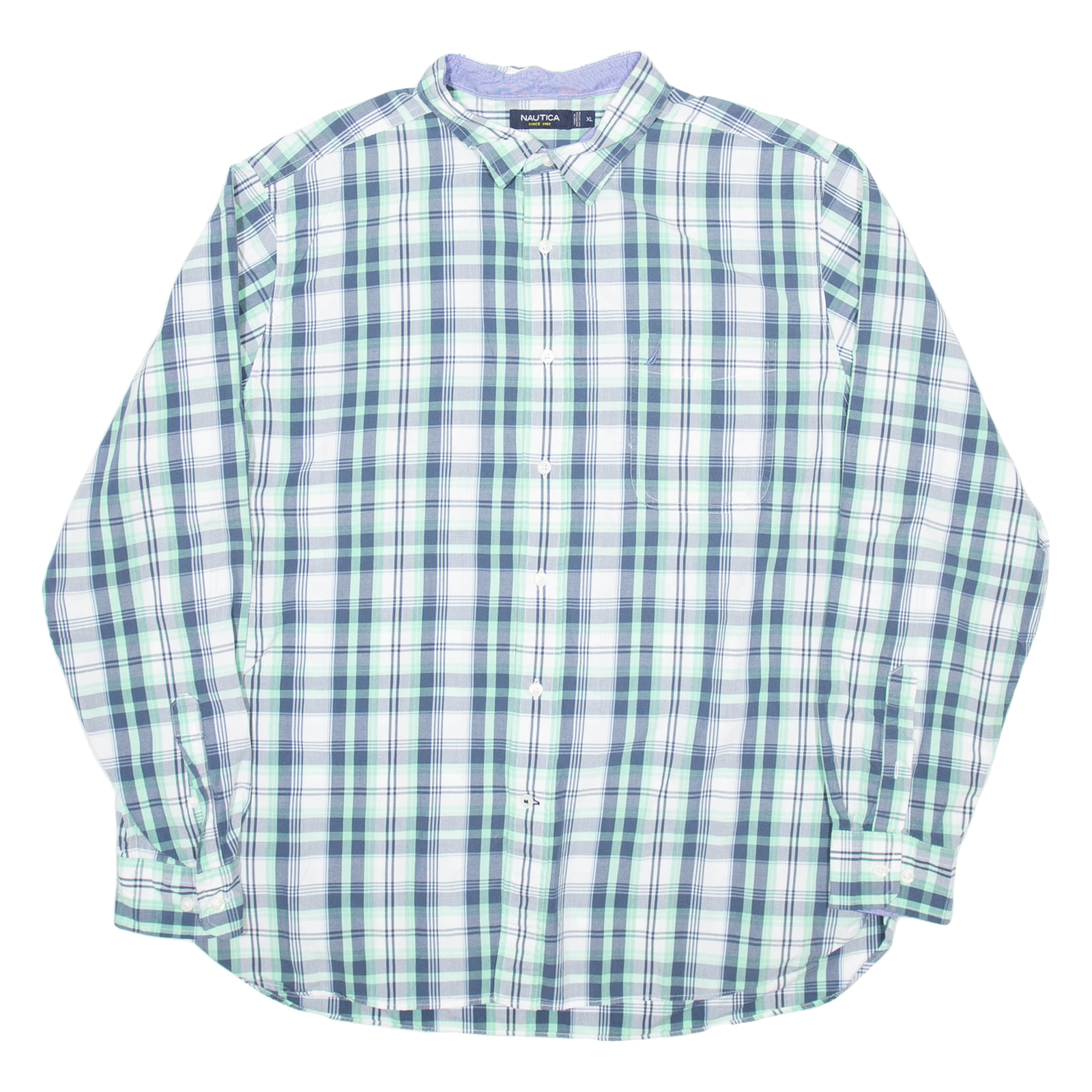 NAUTICA Mens Shirt Blue Check Long Sleeve XL Refurbished - N/A refurbished available on Cerqular