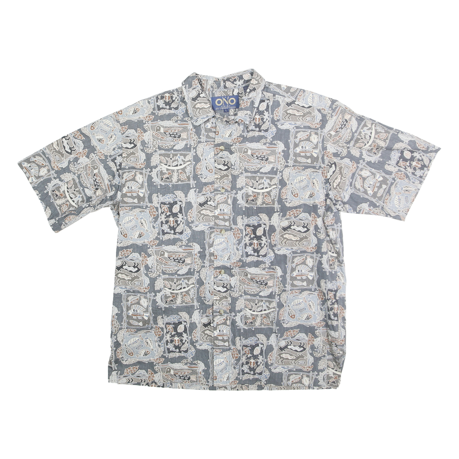 LIBERTY HOUSE Mens Blue Grey Patterned Cotton Shirt L Casual Summer Short Sleeve Refurbished - N/A refurbished available on Cerqular