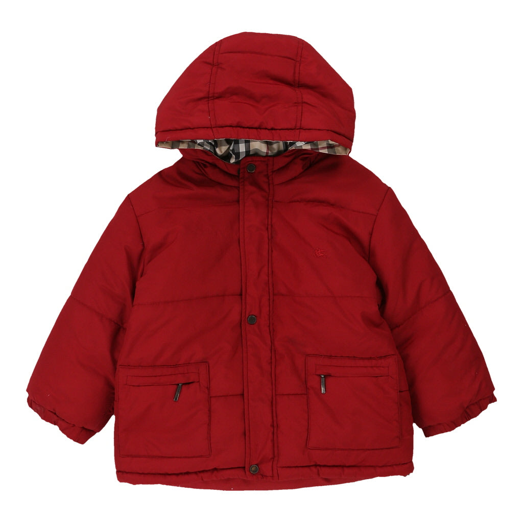 Age 3 Burberry Coat - XS Red Down Refurbished - Thrifted (note: this is a term often used to describe second- refurbished available on Cerqular