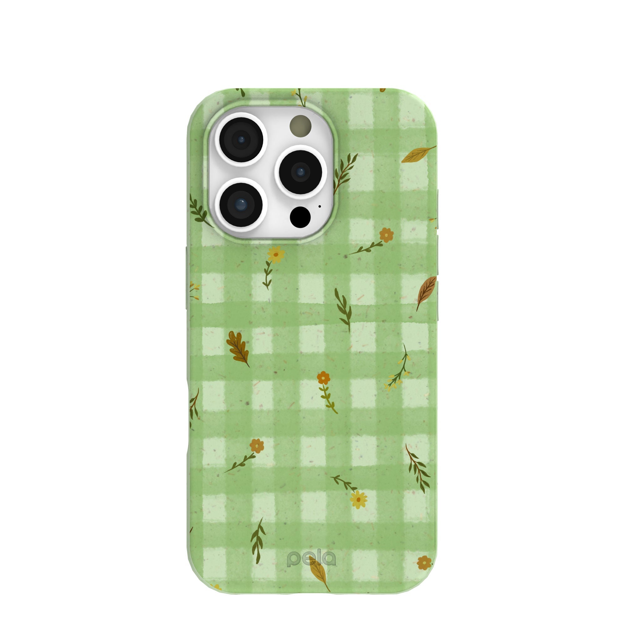 Sage Green Fall Gingham iPhone 16 Pro Case Refurbished - Pela Case refurbished available on Cerqular