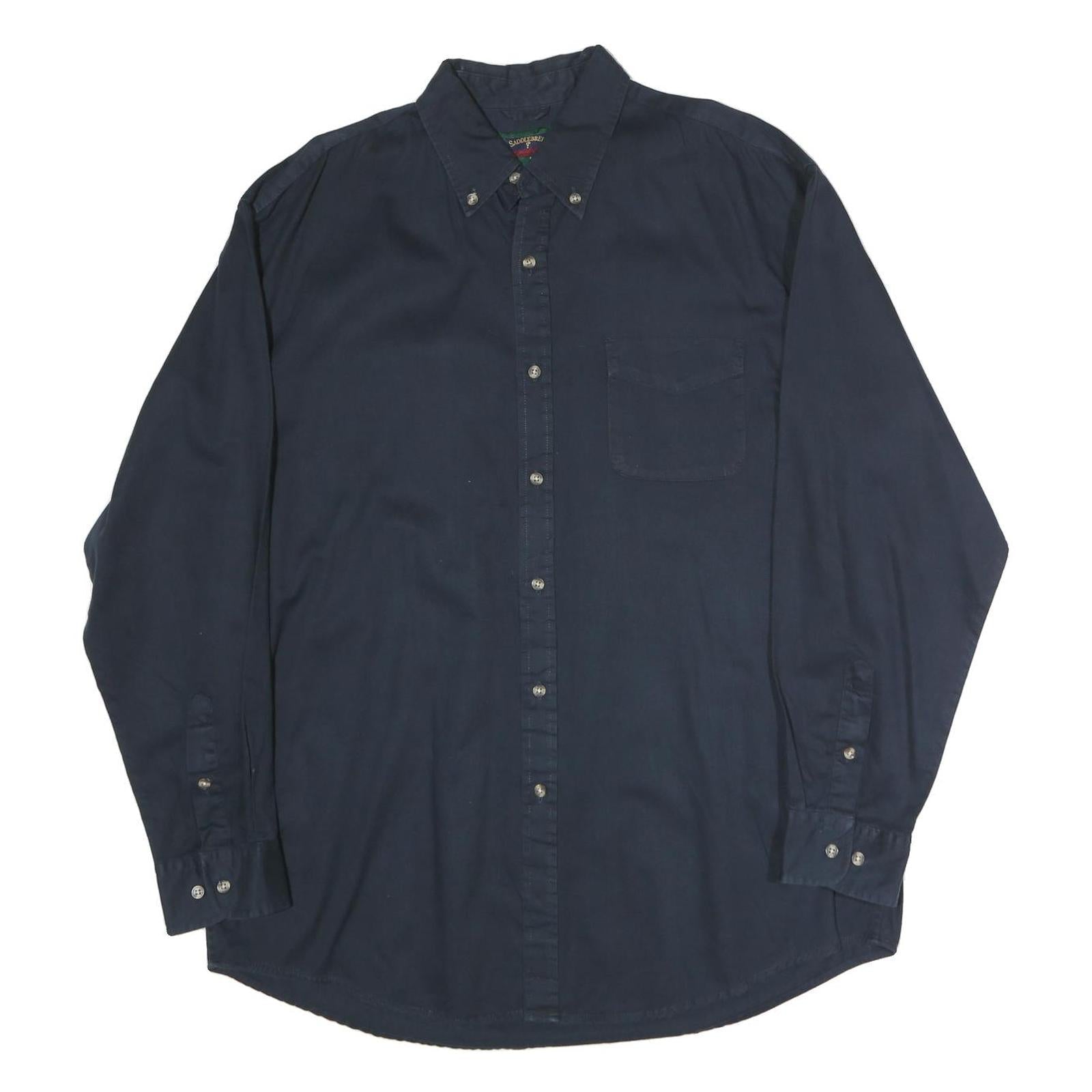 SADDLEBRED Mens Navy Blue Shirt L Cotton Blend Button Down Casual Refurbished - N/A refurbished available on Cerqular