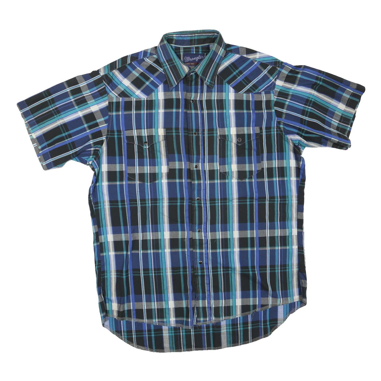 WRANGLER Mens Blue & Green Check Shirt L Cotton Blend Casual Button Up Refurbished - N/A refurbished available on Cerqular