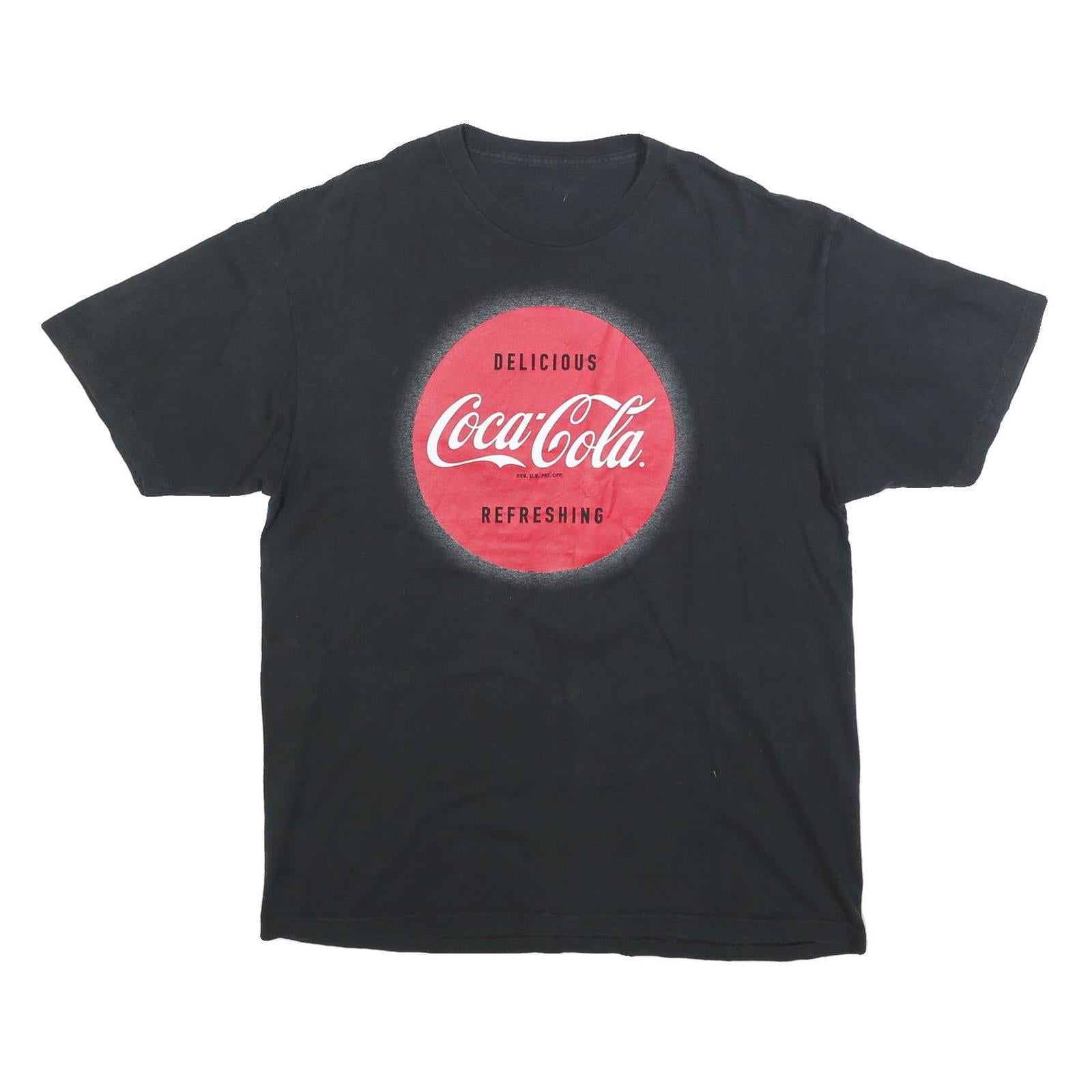 Mens Black Red Coca-Cola Graphic T-Shirt XL Short Sleeve Crew Neck Vintage Style Refurbished - N/A refurbished available on Cerqular
