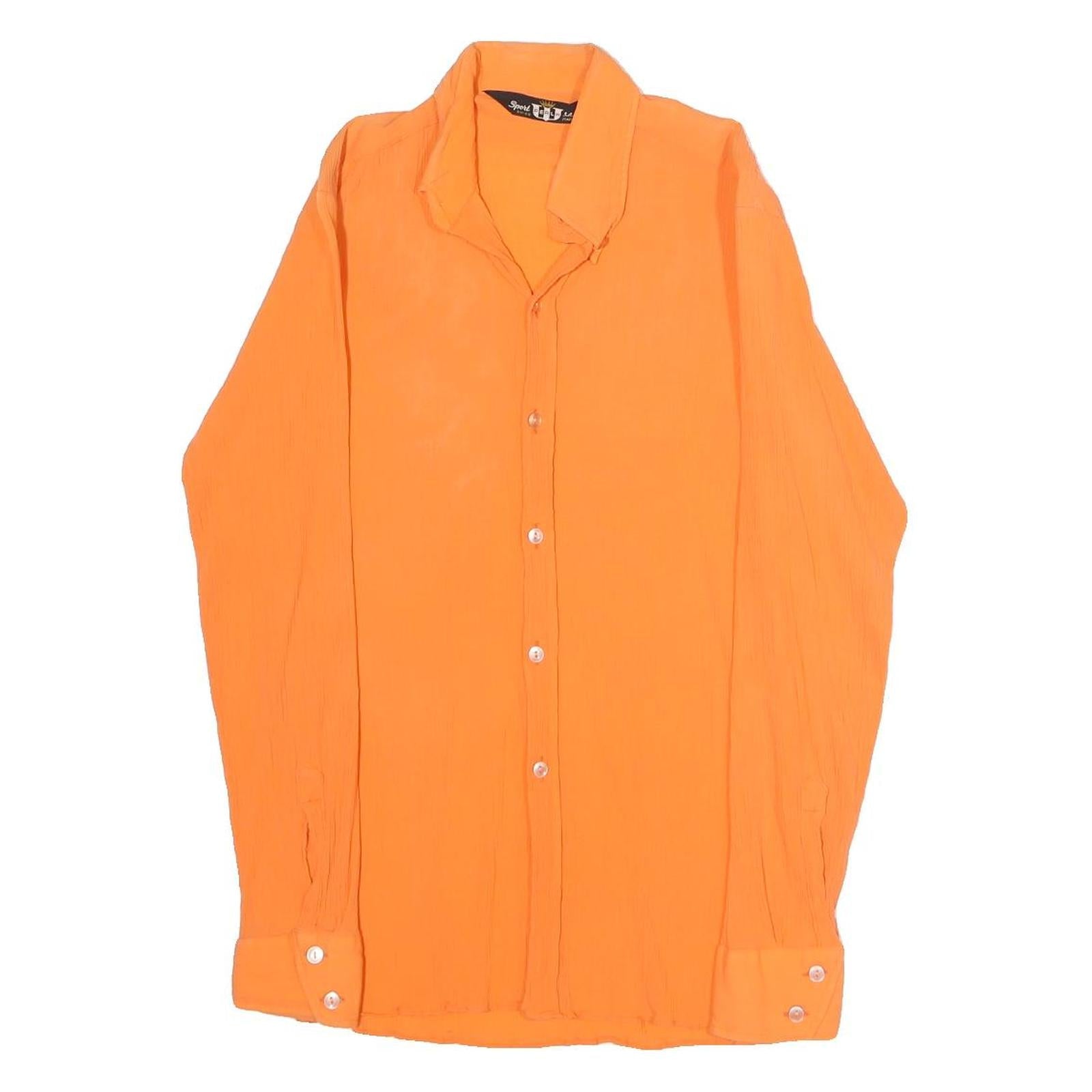SPORT Mens Orange Shirt S Cotton Blend Lightweight Long Sleeve Casual Refurbished - N/A refurbished available on Cerqular
