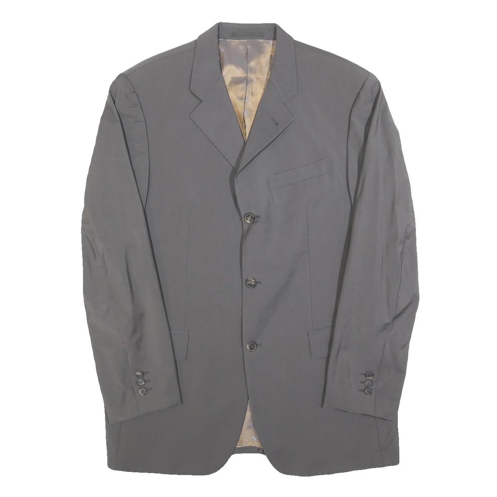 JOOP! Mens Grey Wool Regular Fit Jacket L Button Closure Plain Classic Blazer Refurbished - N/A refurbished available on Cerqular