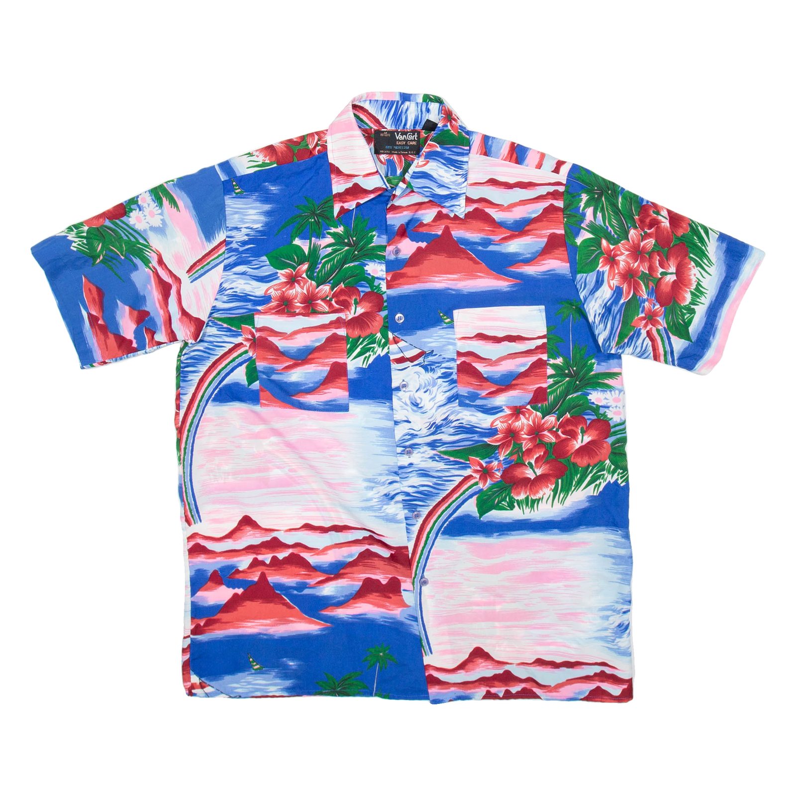 VAN CORT Mens Hawaiian Shirt Blue Floral M Refurbished - N/A refurbished available on Cerqular