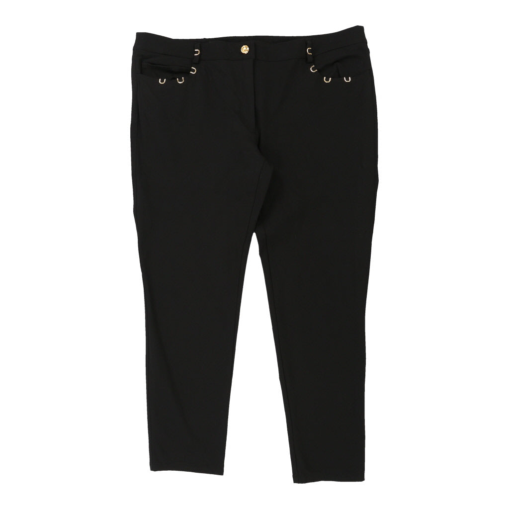 Cavalli Class Cropped Trousers - 42W UK 22 Black Cotton | Size: UK 22 Refurbished - N/A (Preloved Designer is not a specific brand, it refurbished available on Cerqular