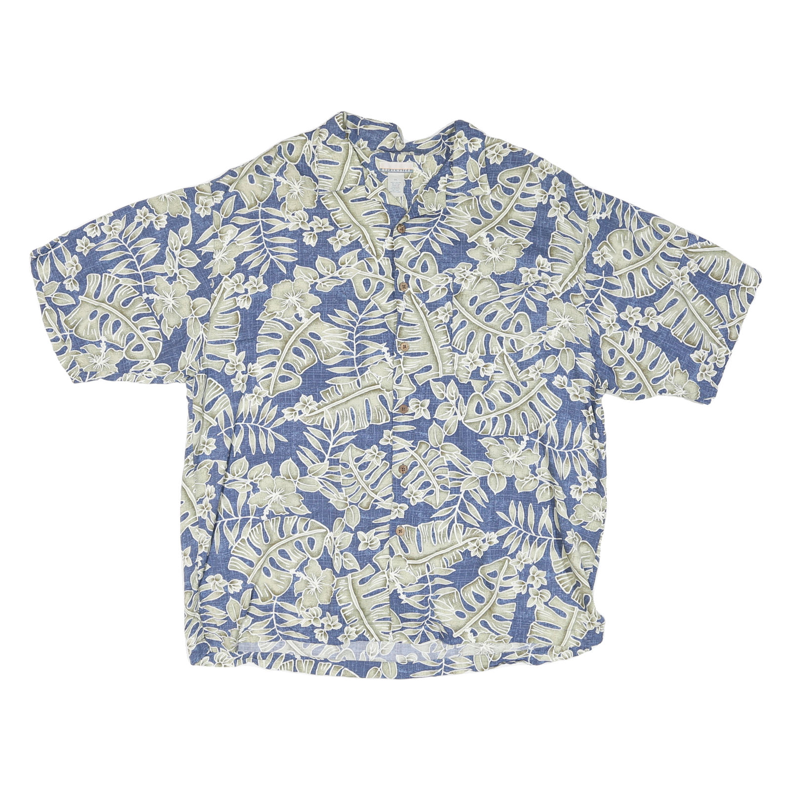 BREAKWATER Mens Blue & Cream Hawaiian Shirt XL Rayon Casual Summer Relaxed Fit Refurbished - N/A refurbished available on Cerqular