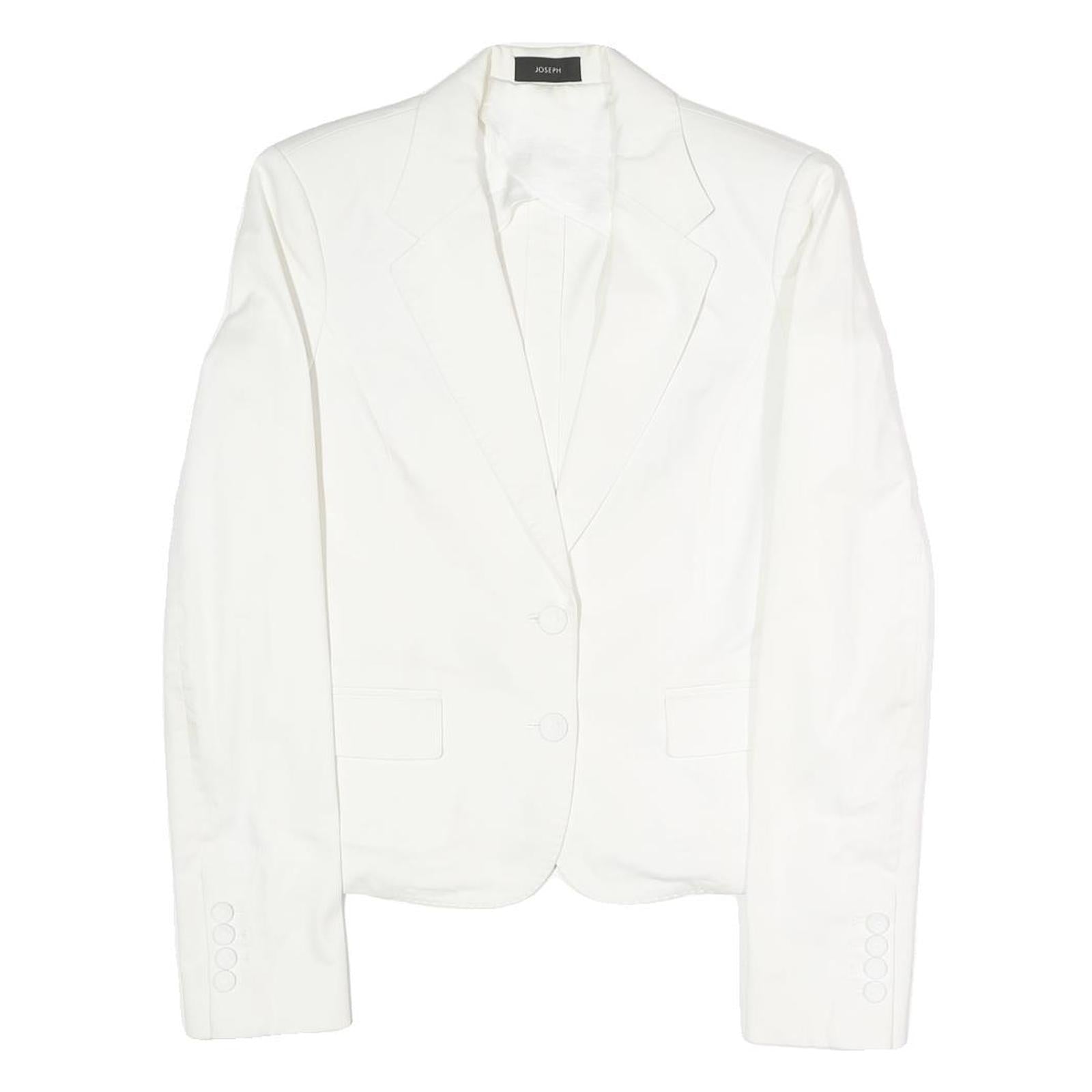 JOSEPH Womens White Classic Jacket S Polyester Blend Plain Button Closure Refurbished - N/A refurbished available on Cerqular