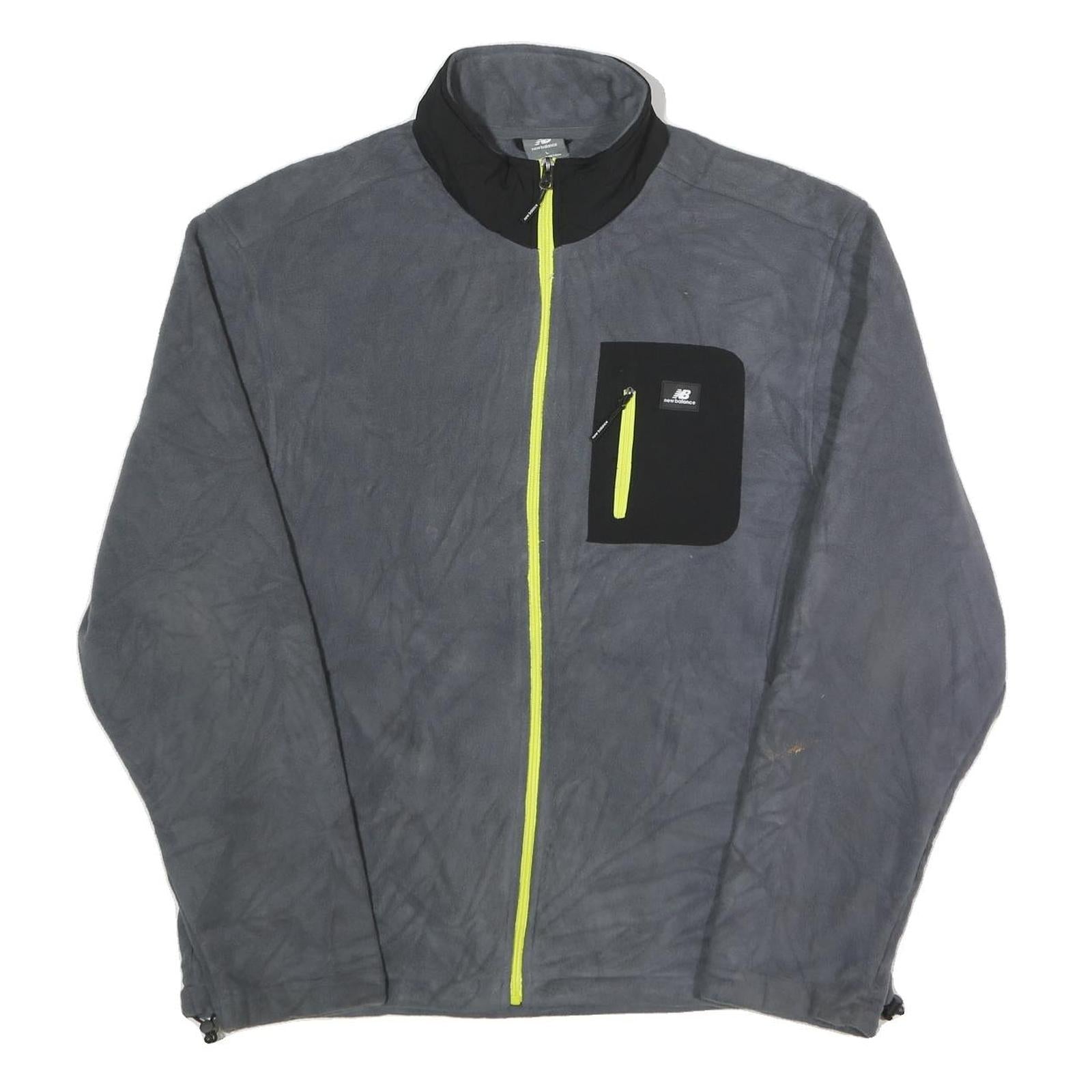 NEW BALANCE Mens Grey Black Contrast Zip Up Jacket L Polyester Activewear Refurbished - N/A refurbished available on Cerqular