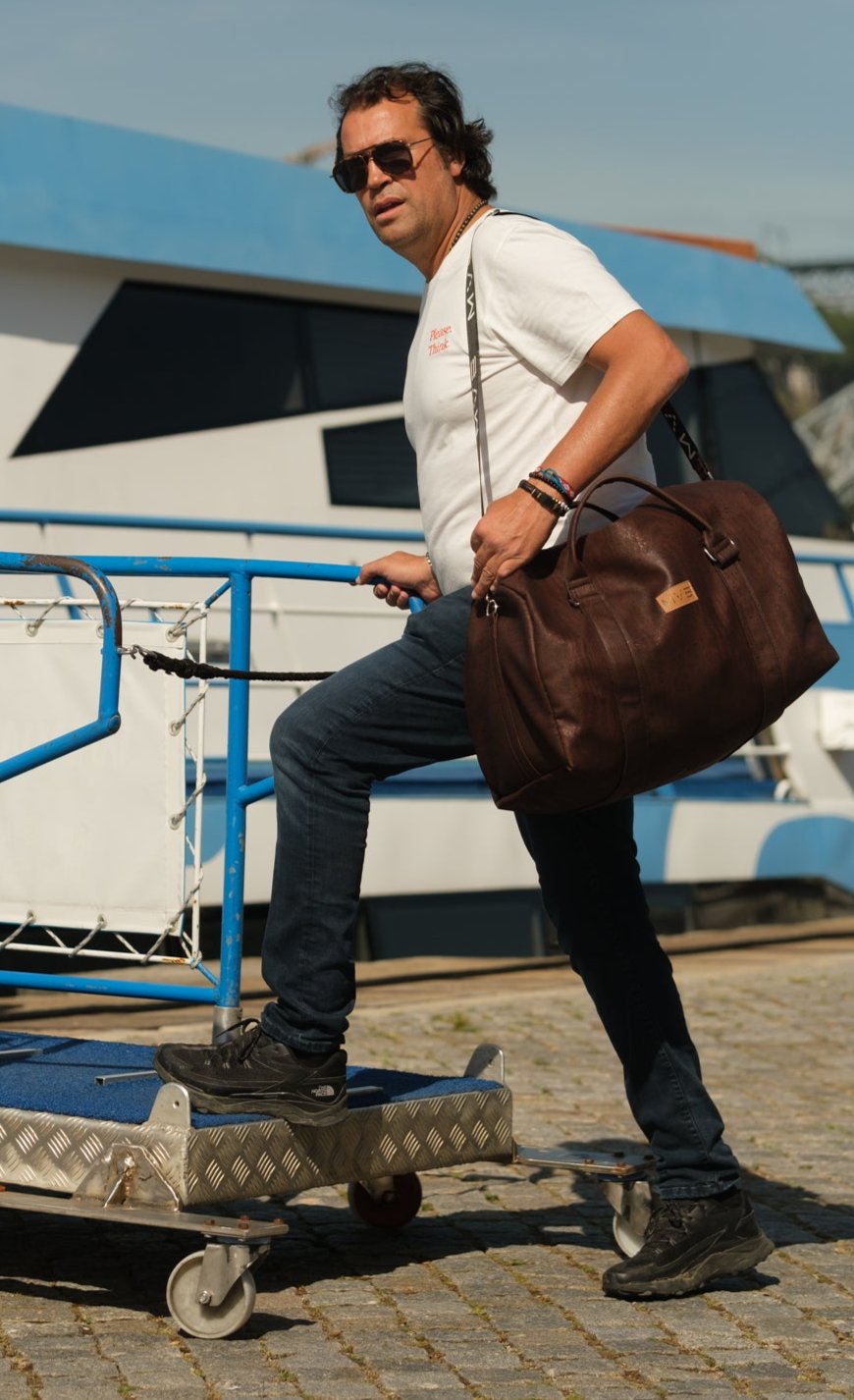 Xcape Vegan Leather Duffle Bag dark brown Refurbished - My Vegan Bags refurbished available on Cerqular