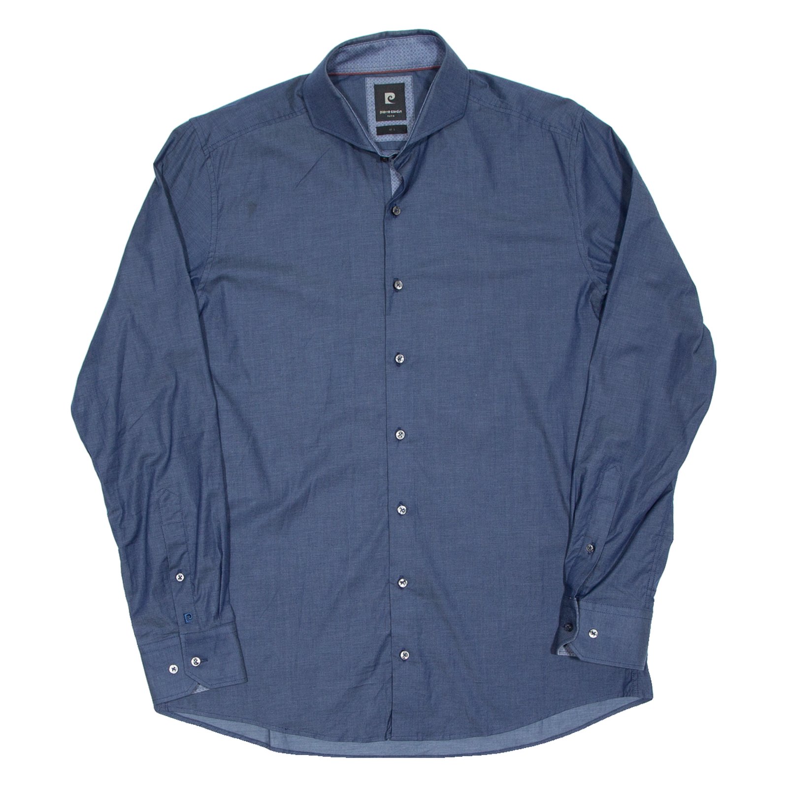 PIERRE CARDIN Mens Plain Shirt Blue Long Sleeve L Refurbished - N/A refurbished available on Cerqular