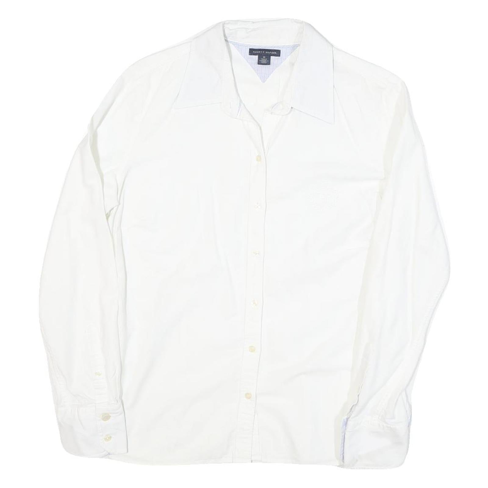 TOMMY HILFIGER Womens White Shirt M Classic Button Long Sleeve Casual Cotton Refurbished - N/A refurbished available on Cerqular