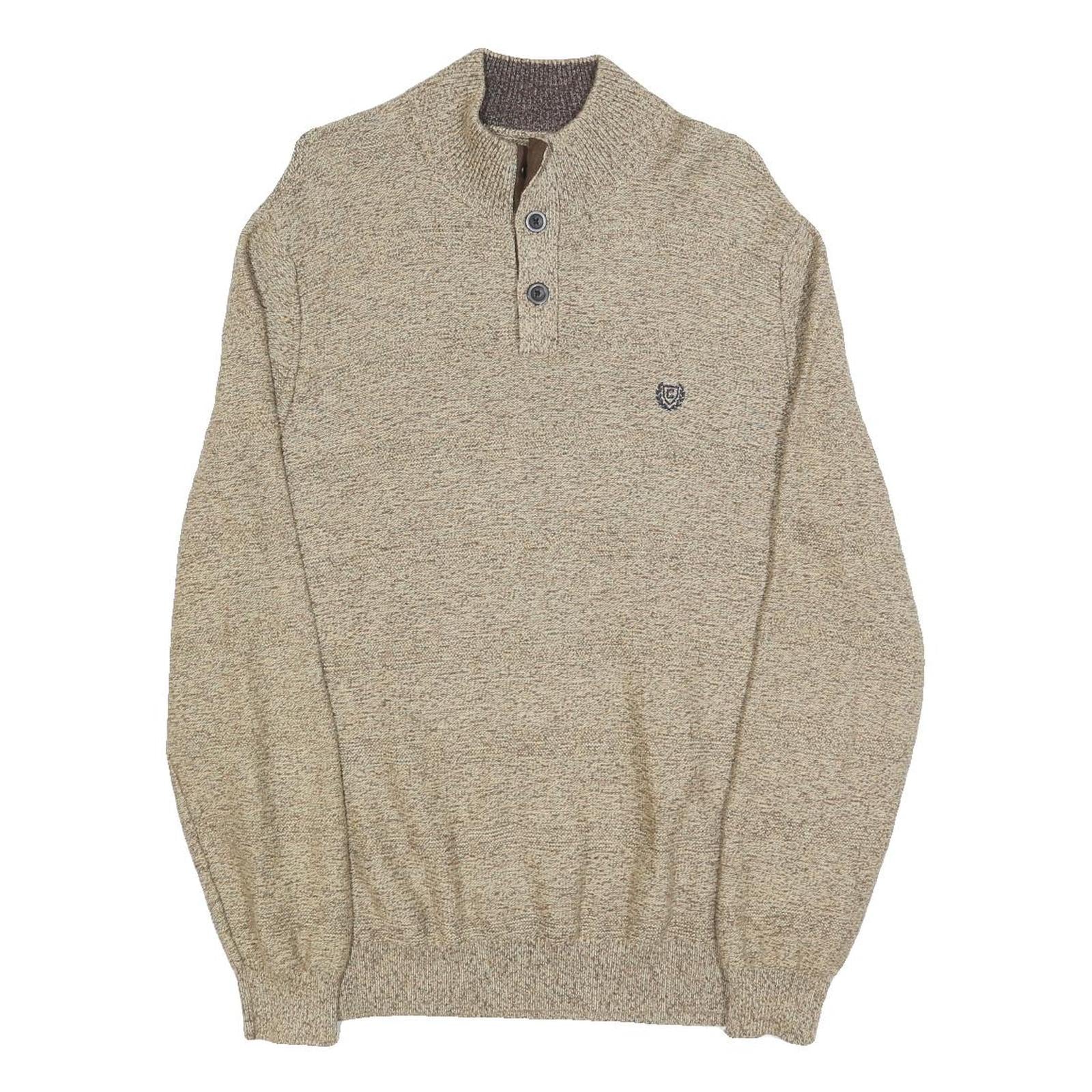 CHAPS Mens Beige Round Neck Patterned Jumper Cotton Blend M Casual Knitwear Refurbished - N/A refurbished available on Cerqular