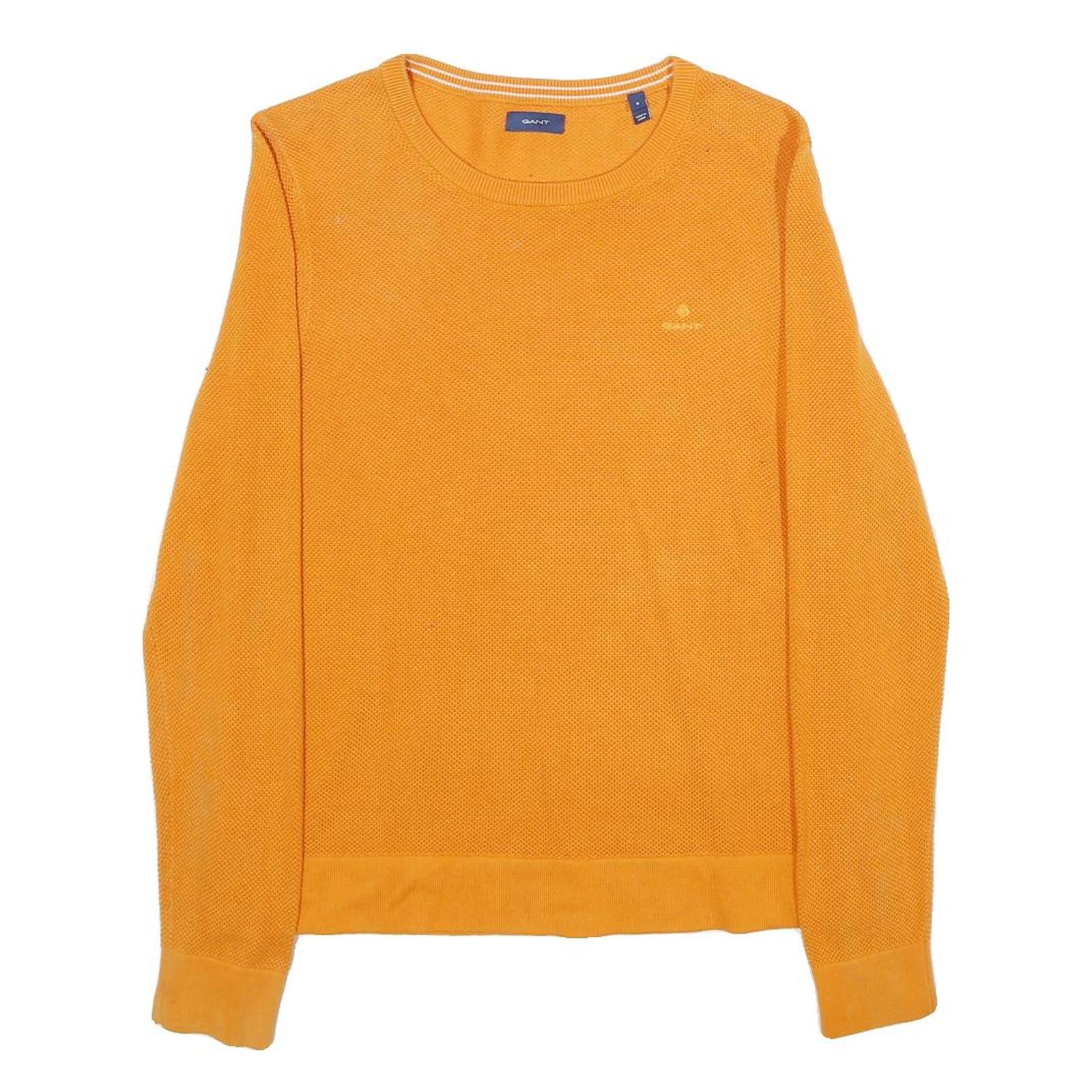 GANT Mens Orange Plain Cotton Jumper Crew Neck Basic Knit S Lightweight Refurbished - N/A refurbished available on Cerqular