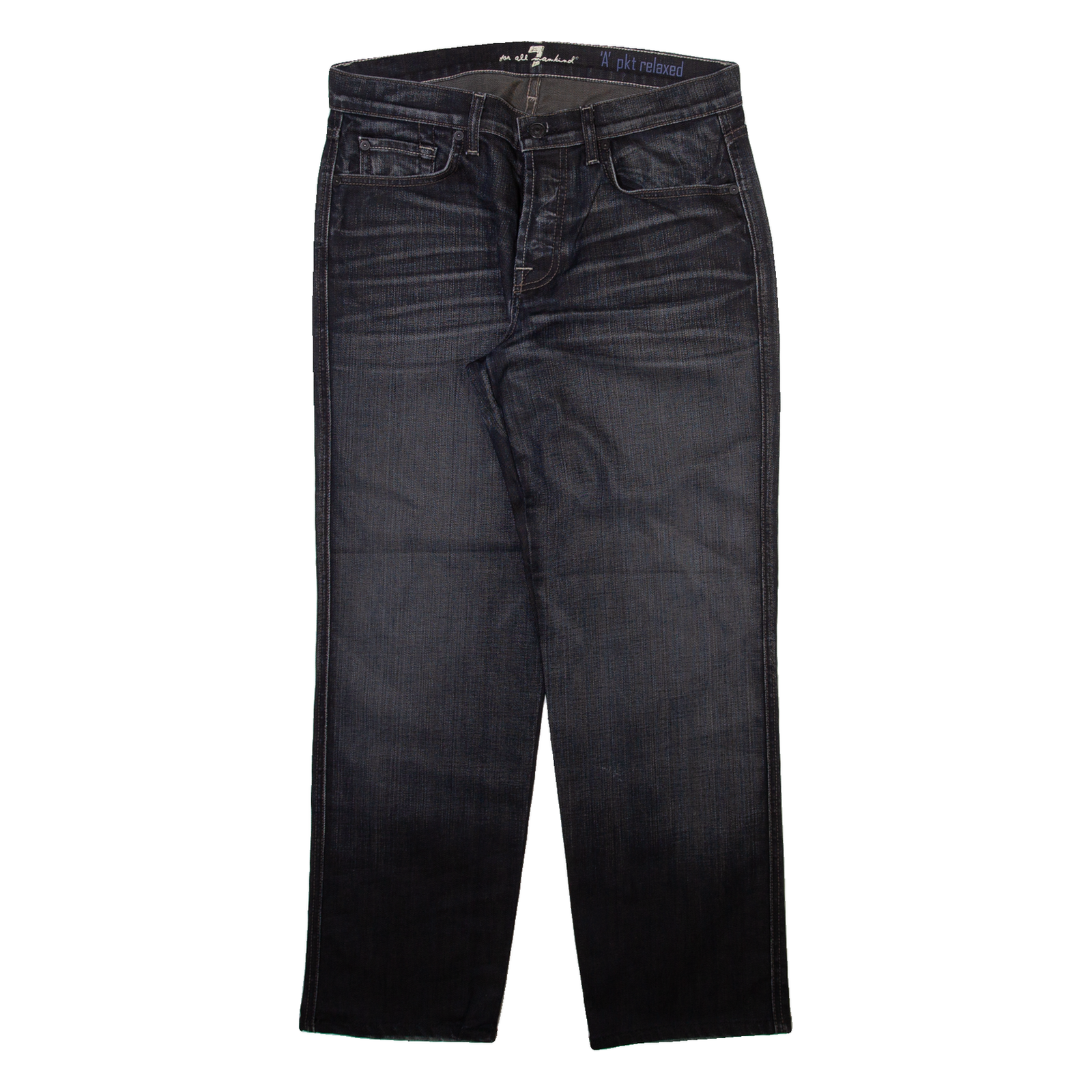 7 FOR ALL MANKIND Mens Jeans Grey Regular Straight Stone Wash W32 L28 Refurbished - N/A refurbished available on Cerqular