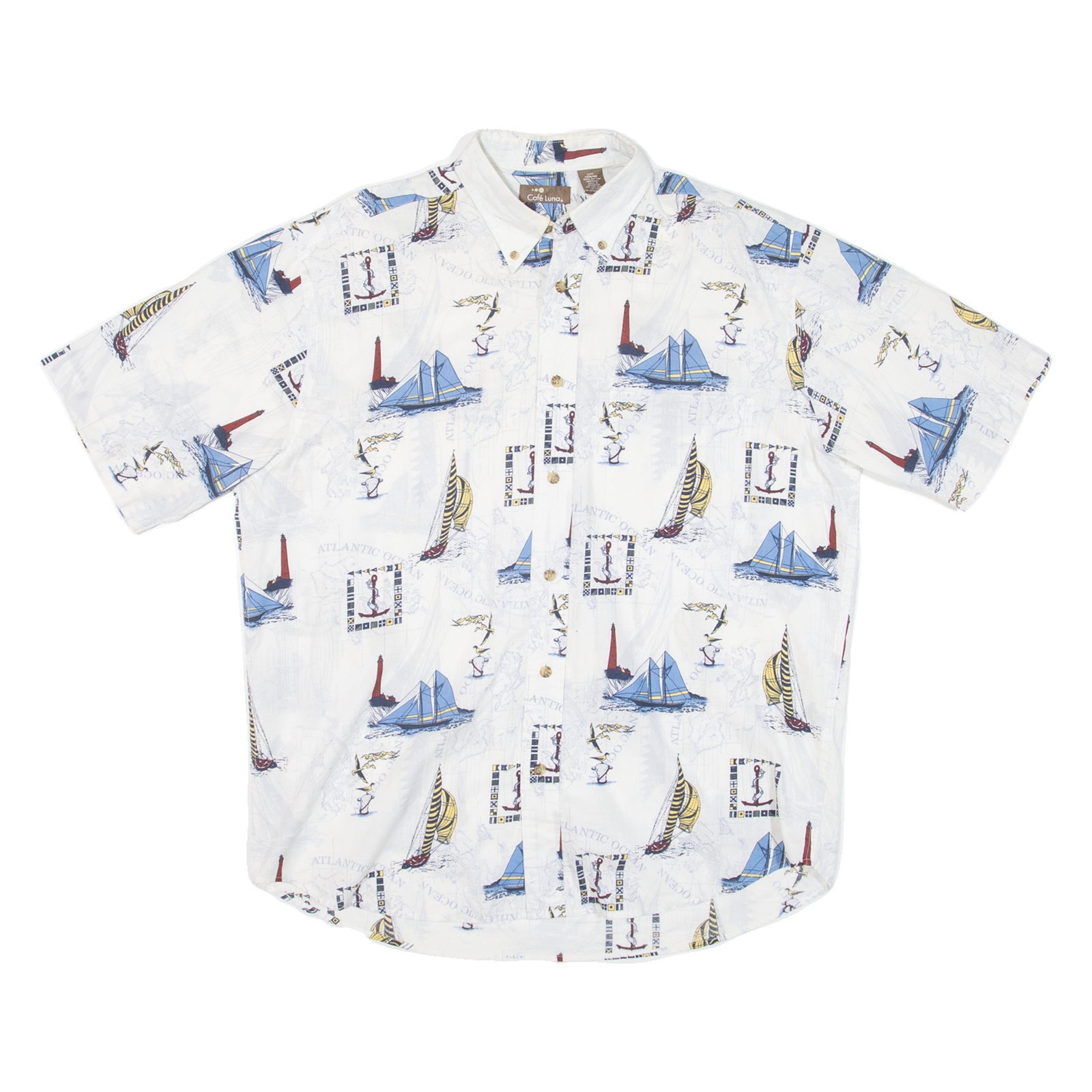 CAFE LUNA Mens Shirt White Crazy Pattern M Refurbished - N/A refurbished available on Cerqular