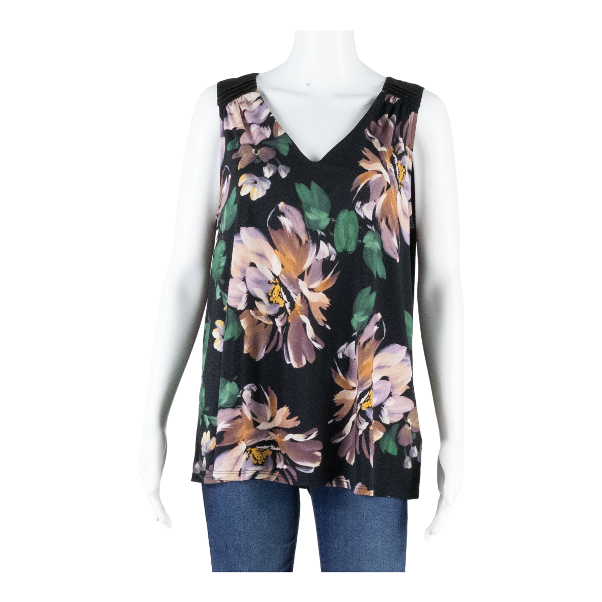 MONSOON Womens Printed Vest Black V-Neck Sleeveless Floral UK 14 Refurbished - N/A refurbished available on Cerqular