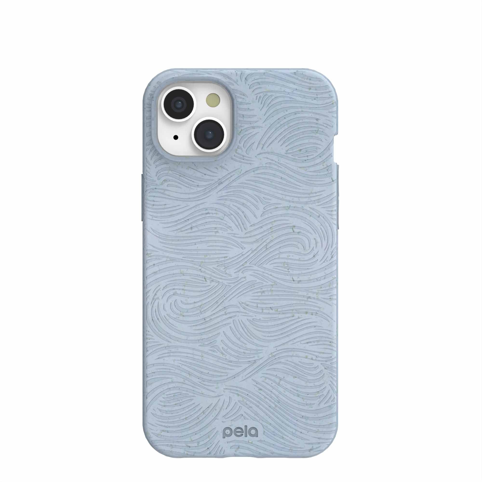 Powder Blue Ebb and Flow iPhone 15 Plus Case Refurbished - Pela Case refurbished available on Cerqular