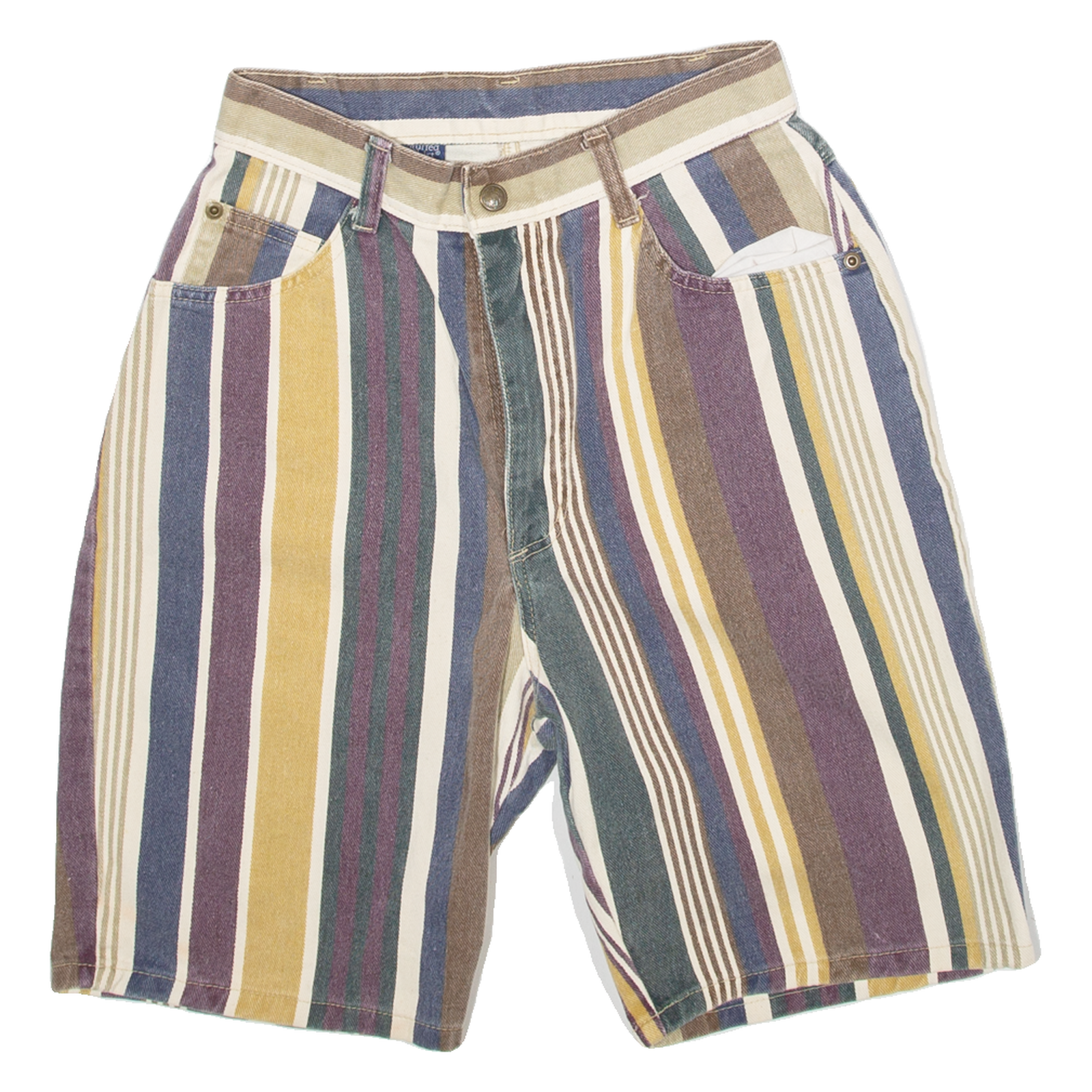 STUFFED SHIRT Mens Jorts Shorts Beige Striped XXS W24 Refurbished - N/A refurbished available on Cerqular