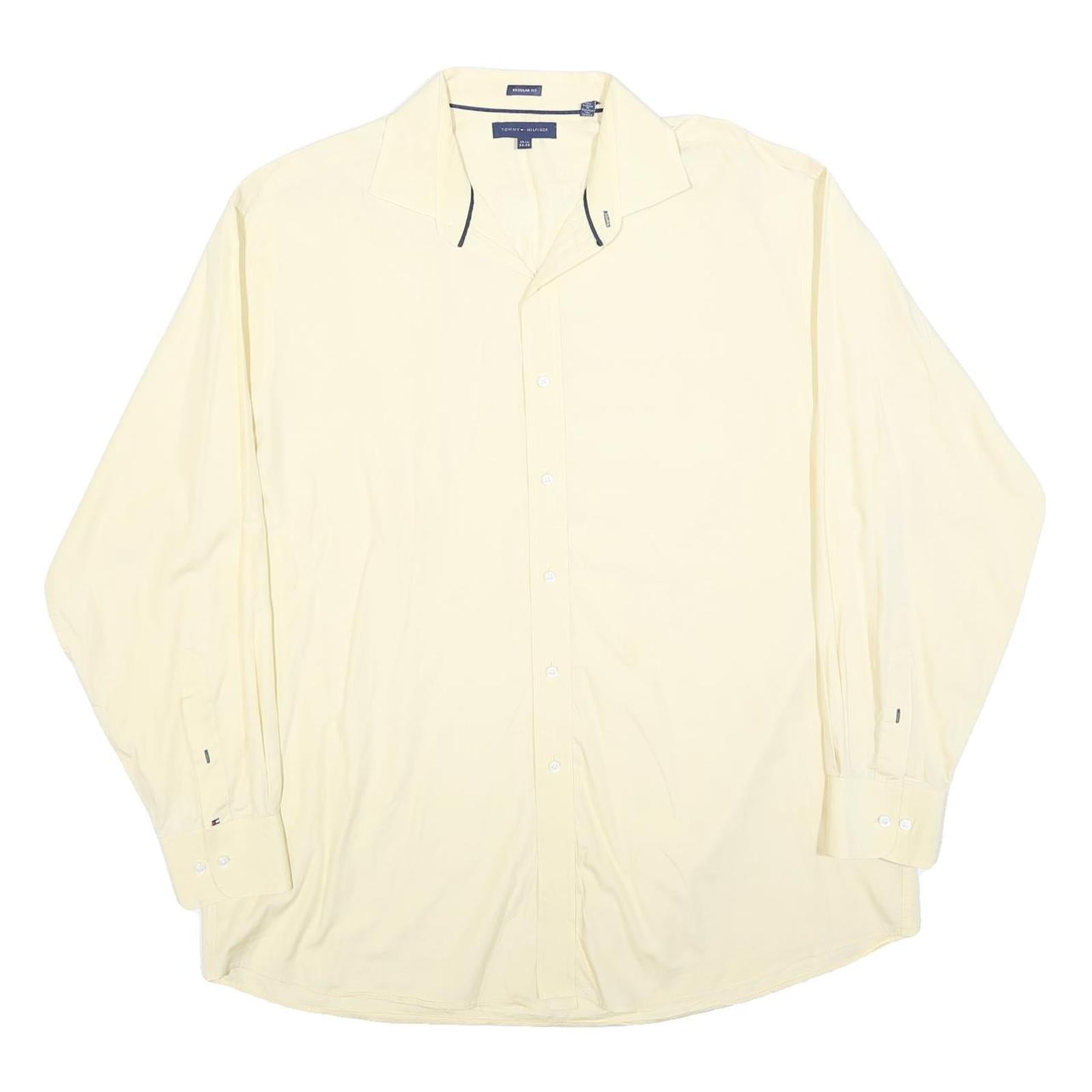 TOMMY HILFIGER Mens Cream Cotton Shirt XL Classic Fit Button-Up Casual Refurbished - N/A refurbished available on Cerqular