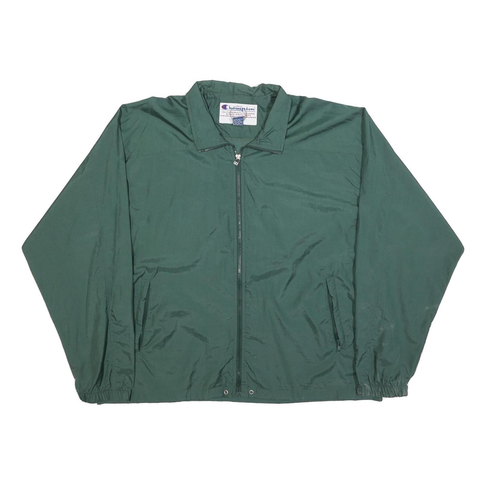 CHAMPION Mens Green Nylon Zip Jacket XL Plain Lightweight Casual Sportswear Refurbished - N/A refurbished available on Cerqular