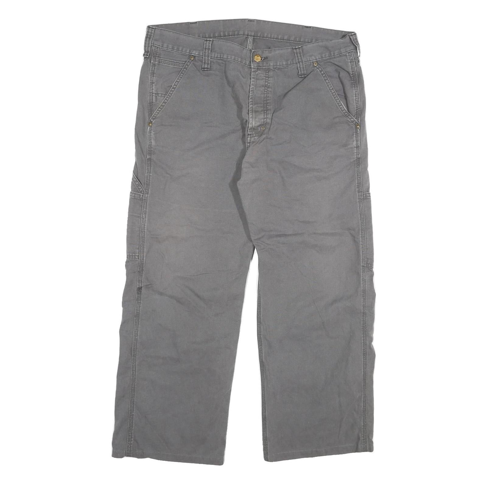 CARHARTT Mens Cotton Blend Grey Relaxed Straight Trousers W38 L27 Workwear Refurbished - N/A refurbished available on Cerqular