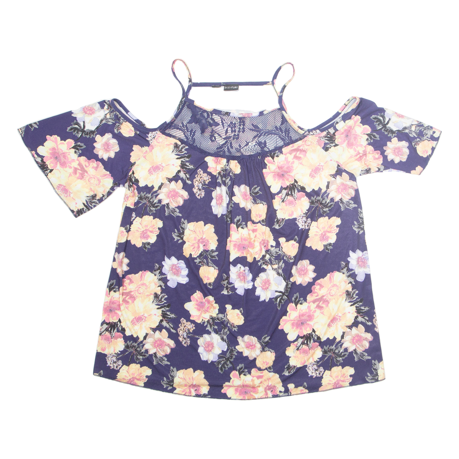 BODYFLIRT Womens Milkmaid Blouse Purple Off Shoulder Floral M Refurbished - N/A refurbished available on Cerqular
