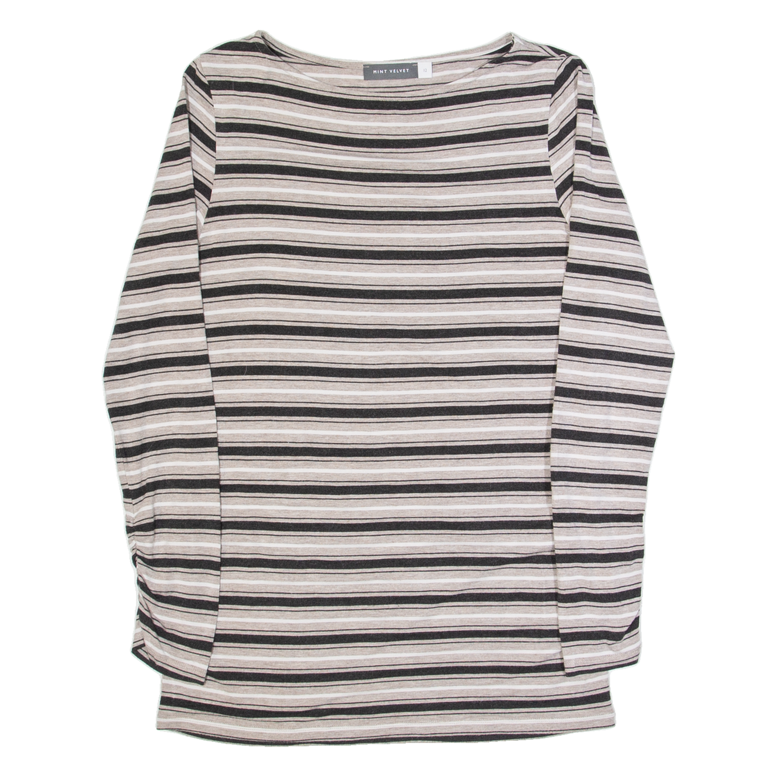 MINT VELVET Womens Printed Top Grey Long Sleeve Striped UK 12 Refurbished - N/A refurbished available on Cerqular