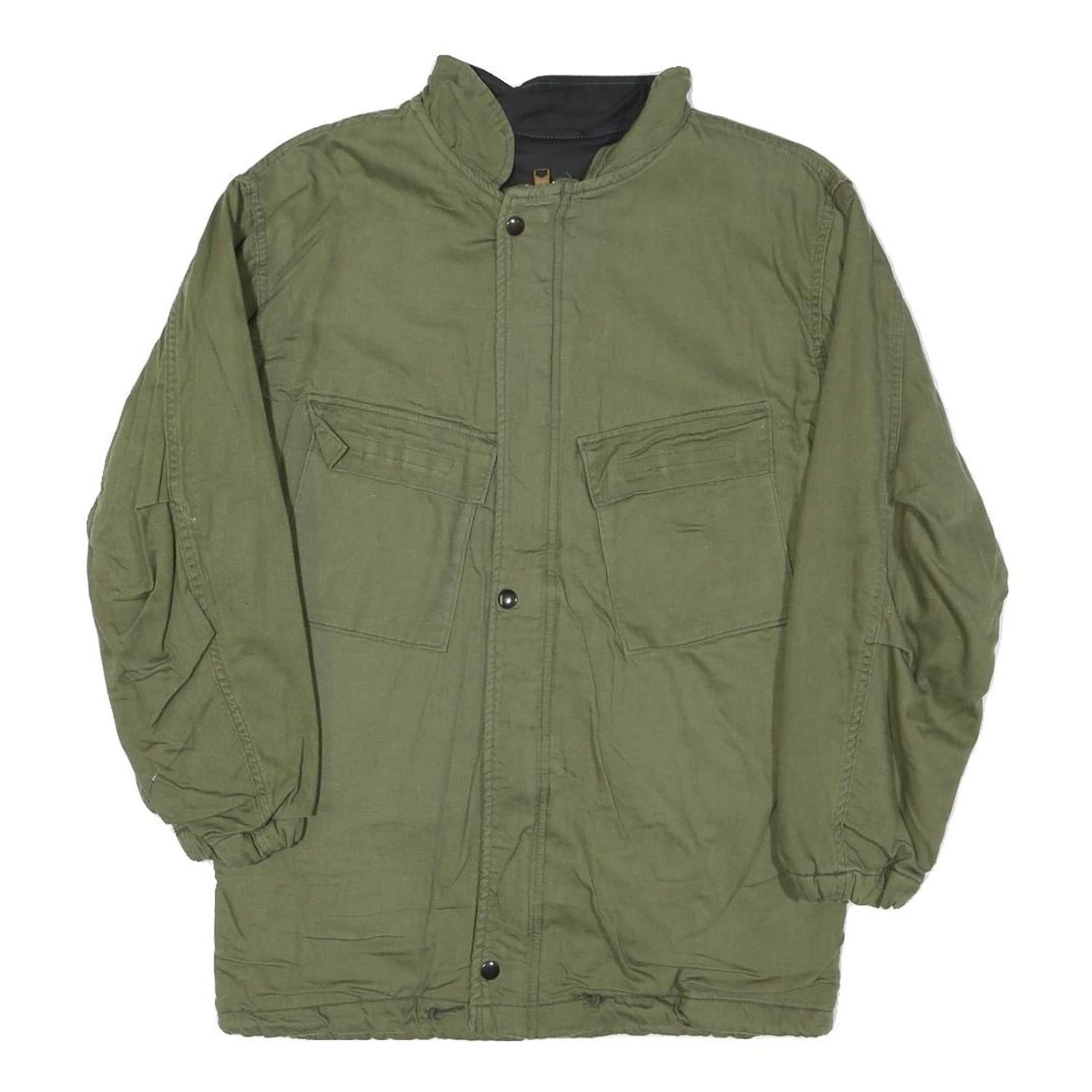 Mens Green Plain Casual Jacket XS Polyester Blend Zip Front Military Style Refurbished - N/A refurbished available on Cerqular