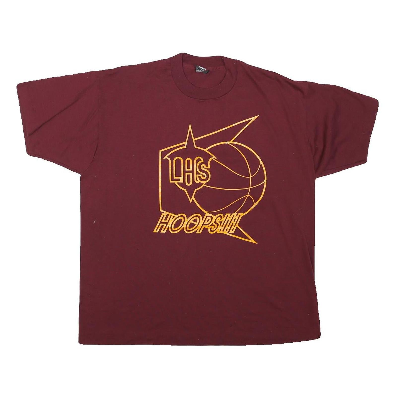 THE BEST Mens Maroon LAHS Hoops Graphic T-Shirt XL Short Sleeve Crew Neck Retro Refurbished - N/A refurbished available on Cerqular